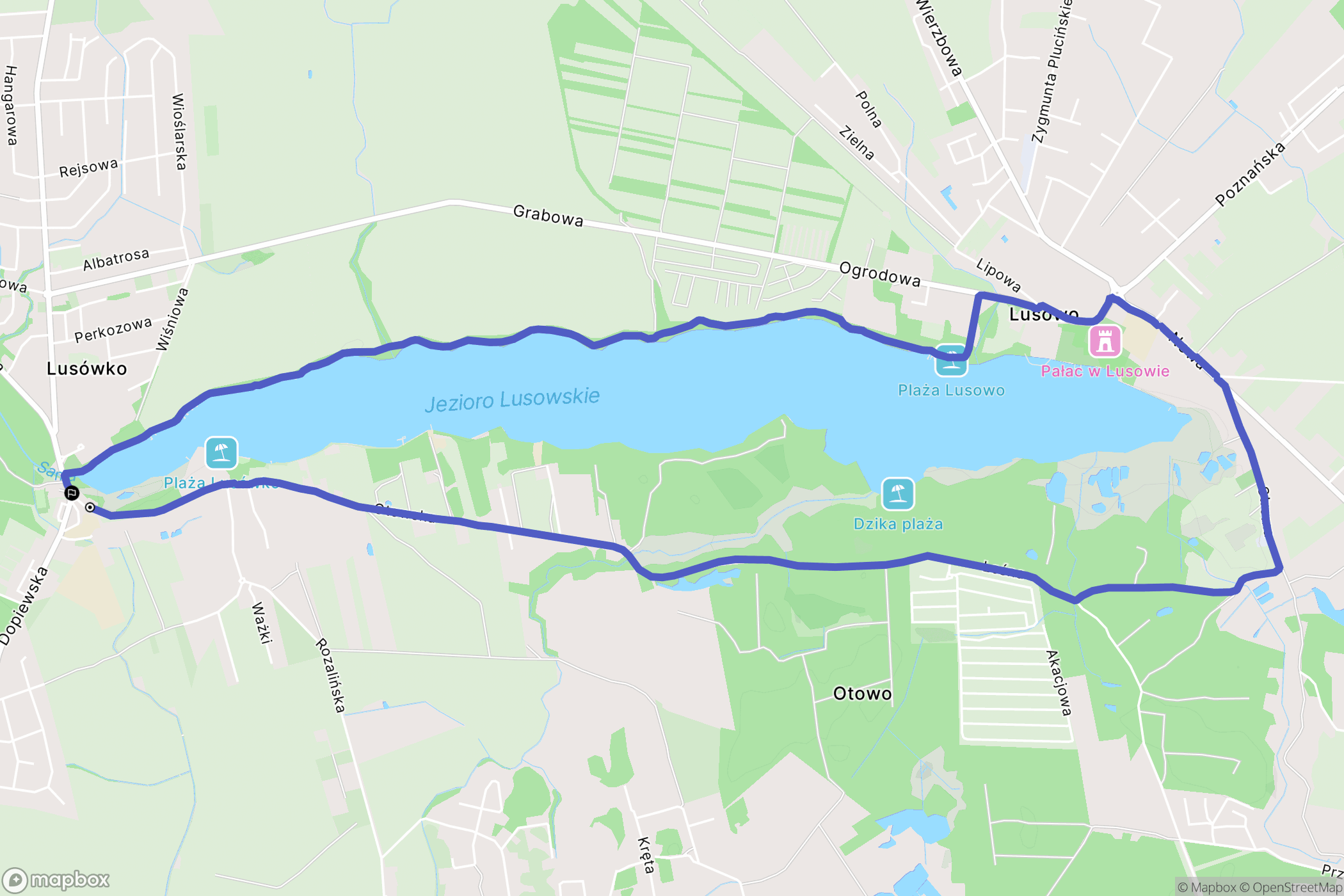 Lusówko: mapa trasy - Poland