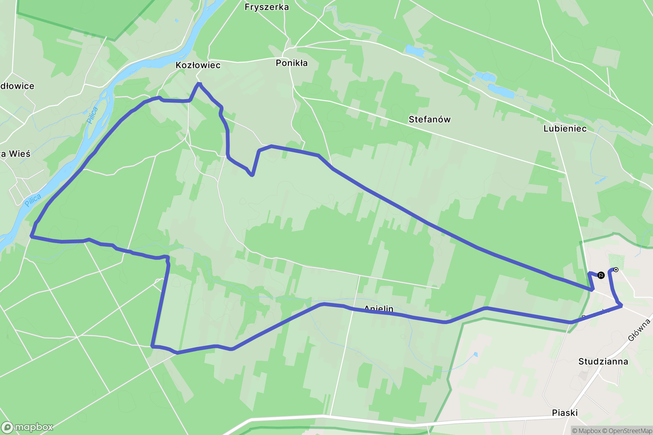 Poświętne: mapa trasy - Poland