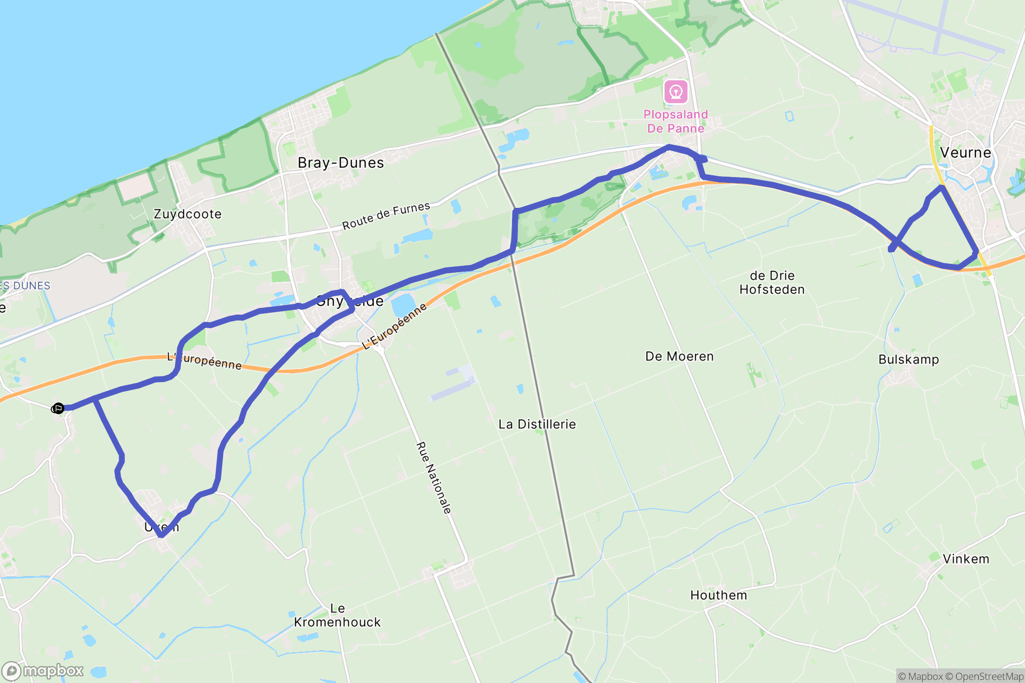Leffrinckoucke : carte du parcours de randonnée - France