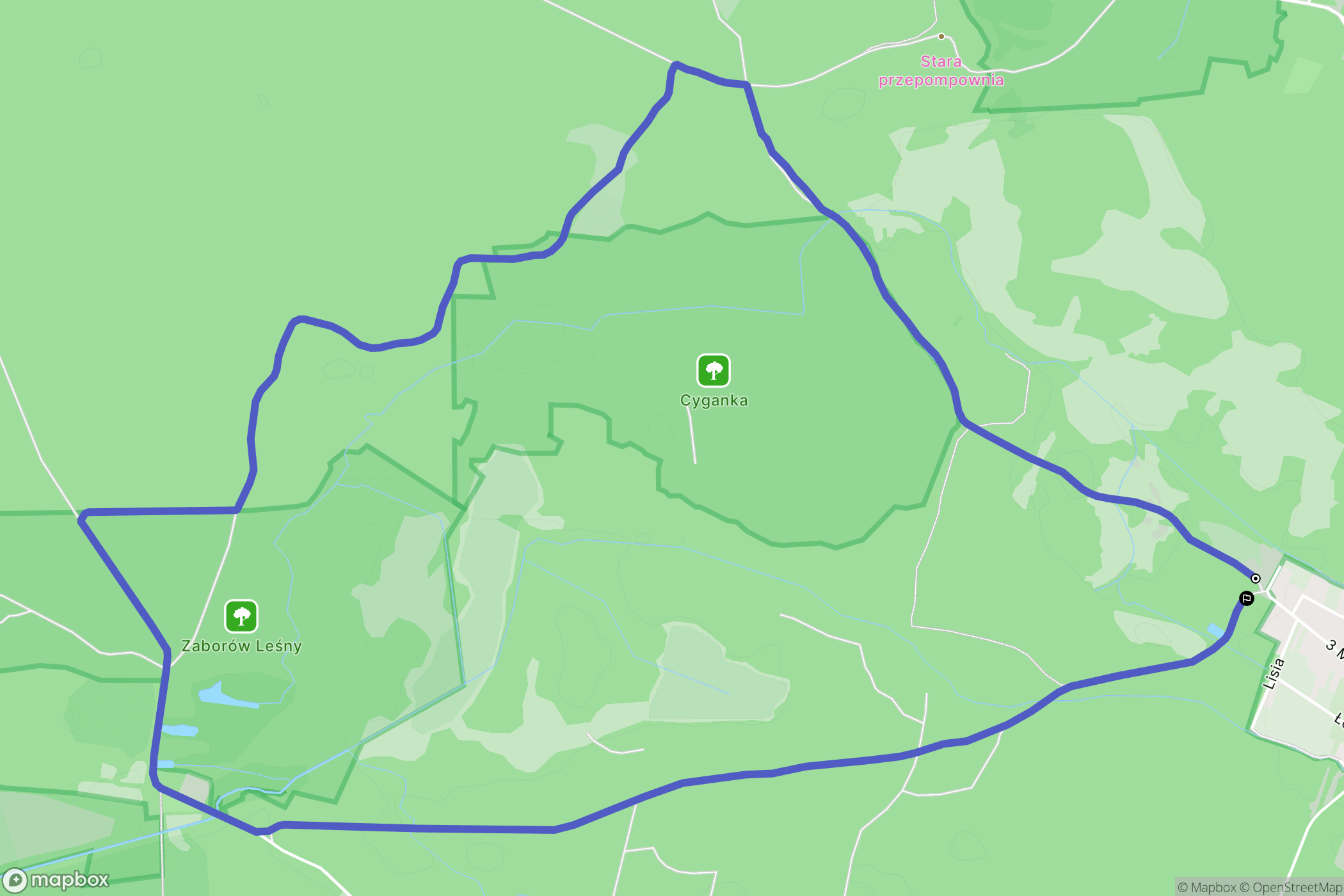 Truskaw: mapa trasy - Poland