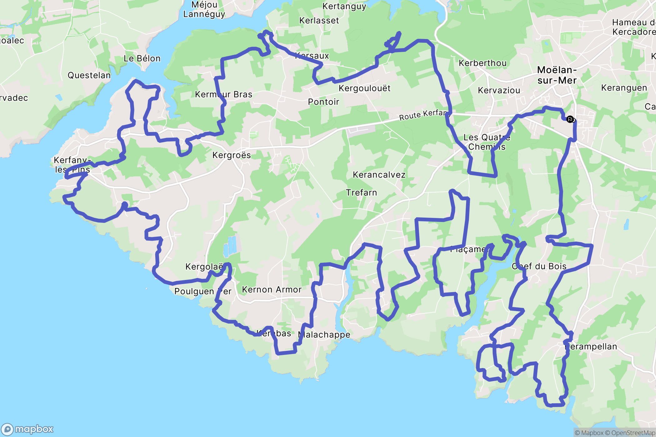 Moëlan-sur-Mer : carte du parcours de randonnée - France