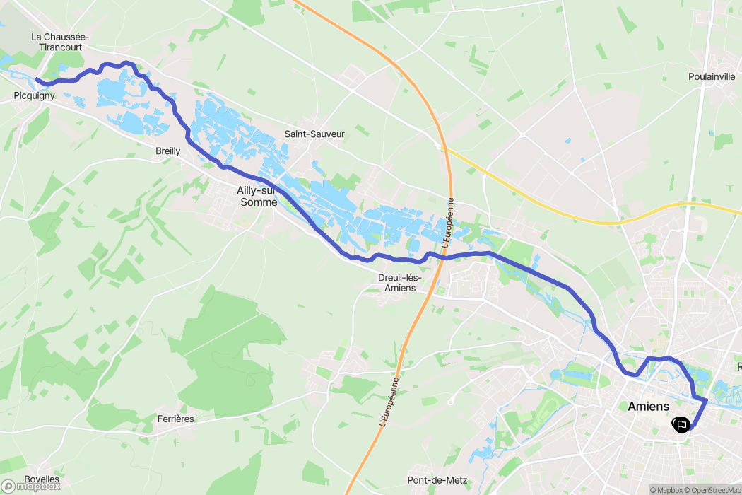 Amiens : carte du parcours de randonnée - France
