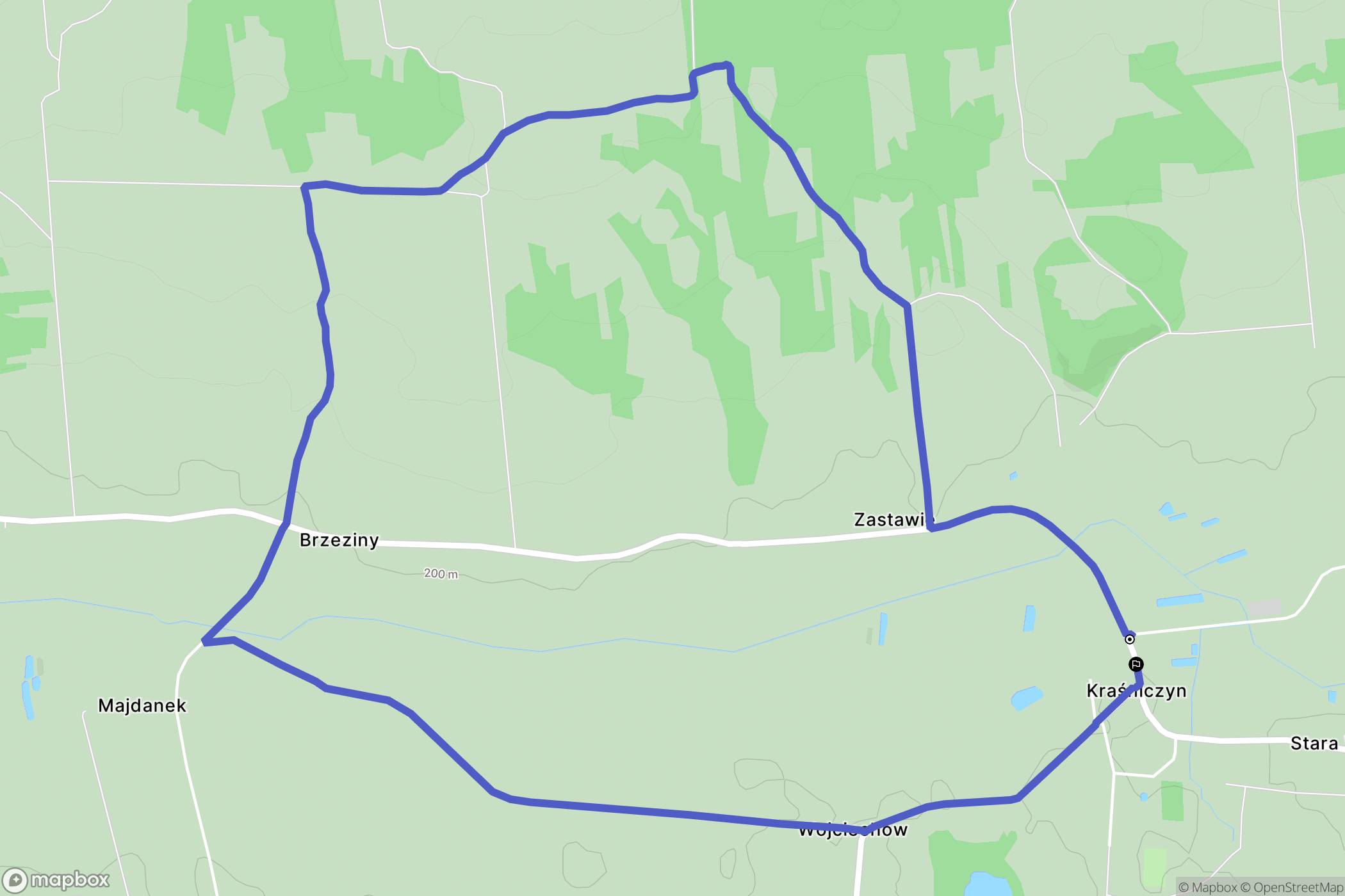Kraśniczyn: mapa trasy - Poland