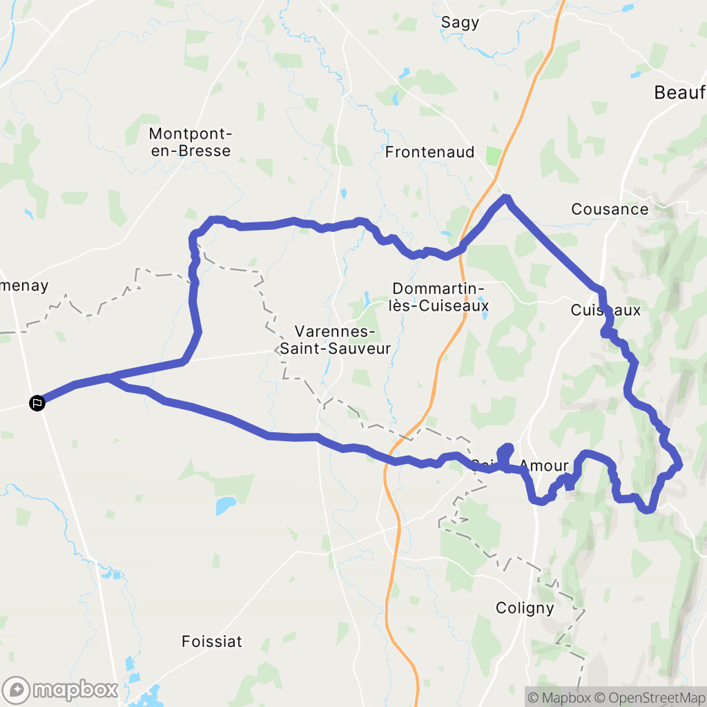 Saint-Trivier-de-Courtes : carte du parcours de randonnée - France