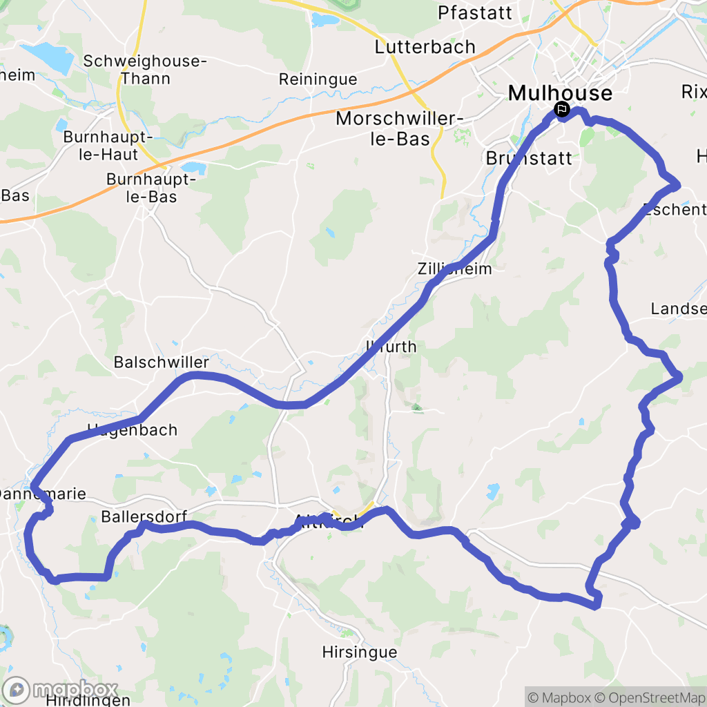 Mulhouse : carte du parcours de randonnée - France