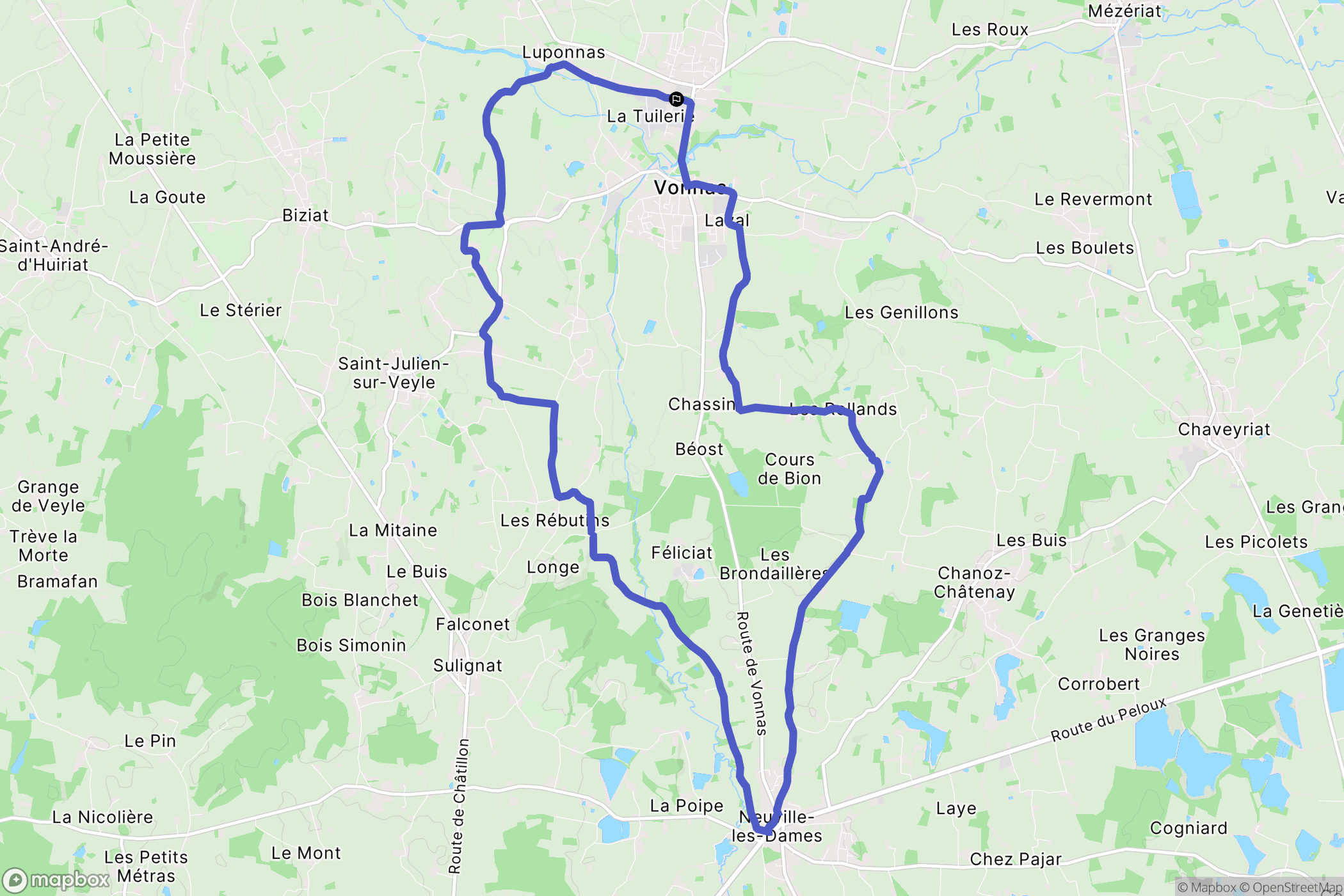 Vonnas : carte du parcours de randonnée - France