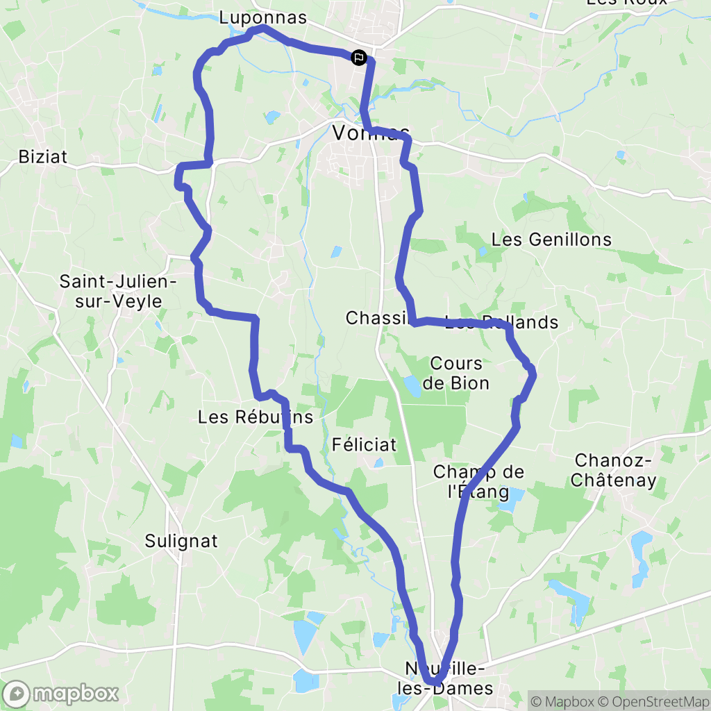 Vonnas : carte du parcours de randonnée - France