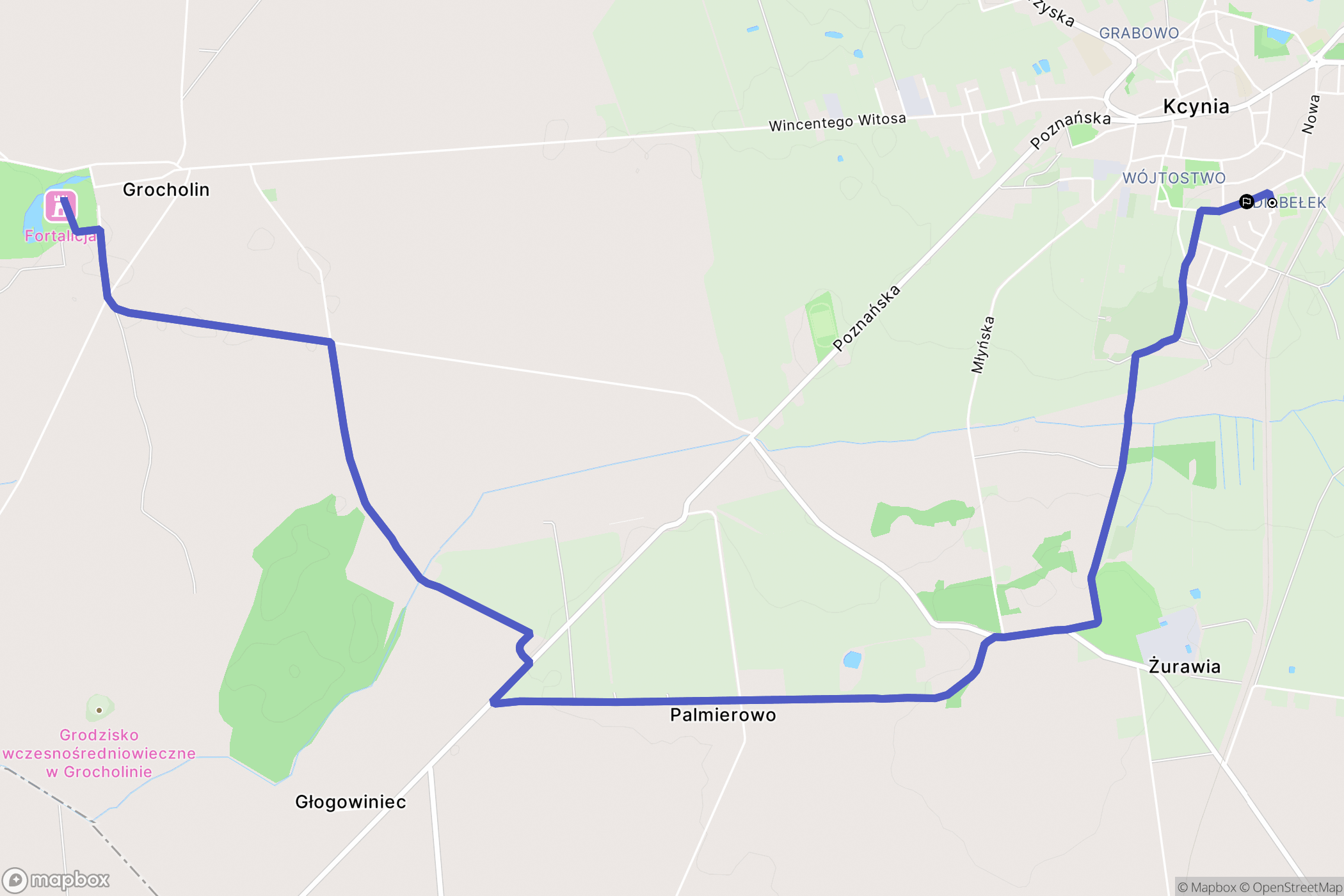 Kcynia: mapa trasy - Poland