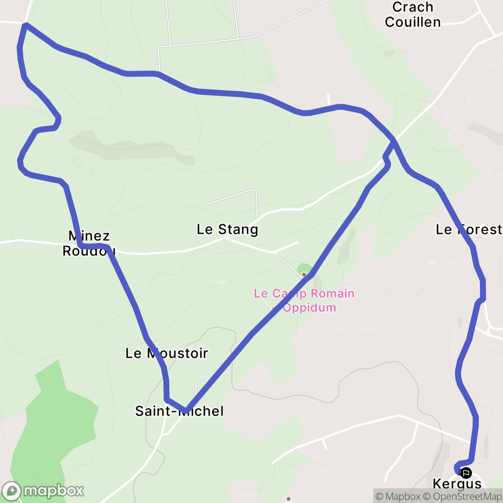 Gourin : carte du parcours de randonnée - France