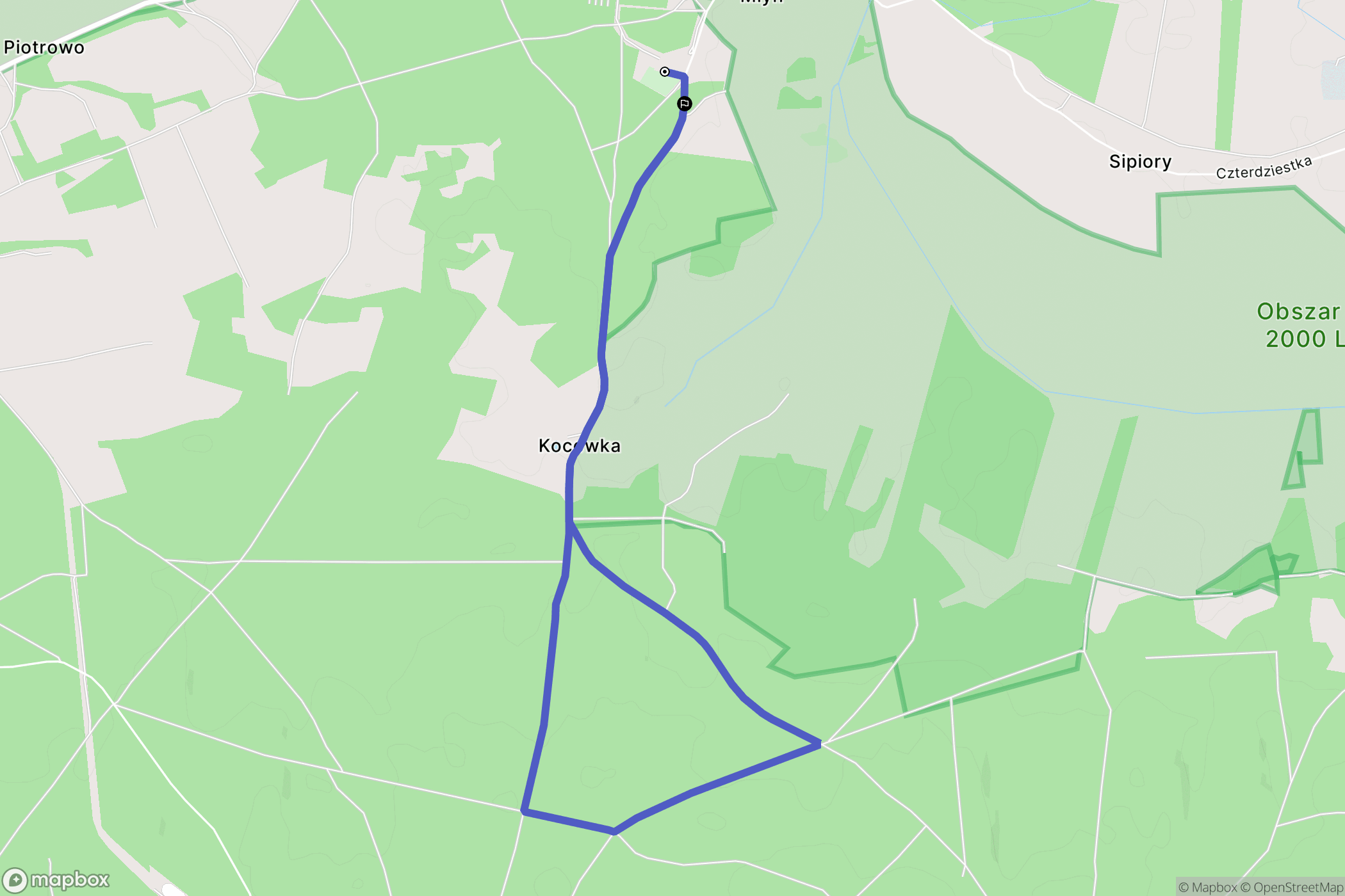 Sipiory: mapa trasy - Poland