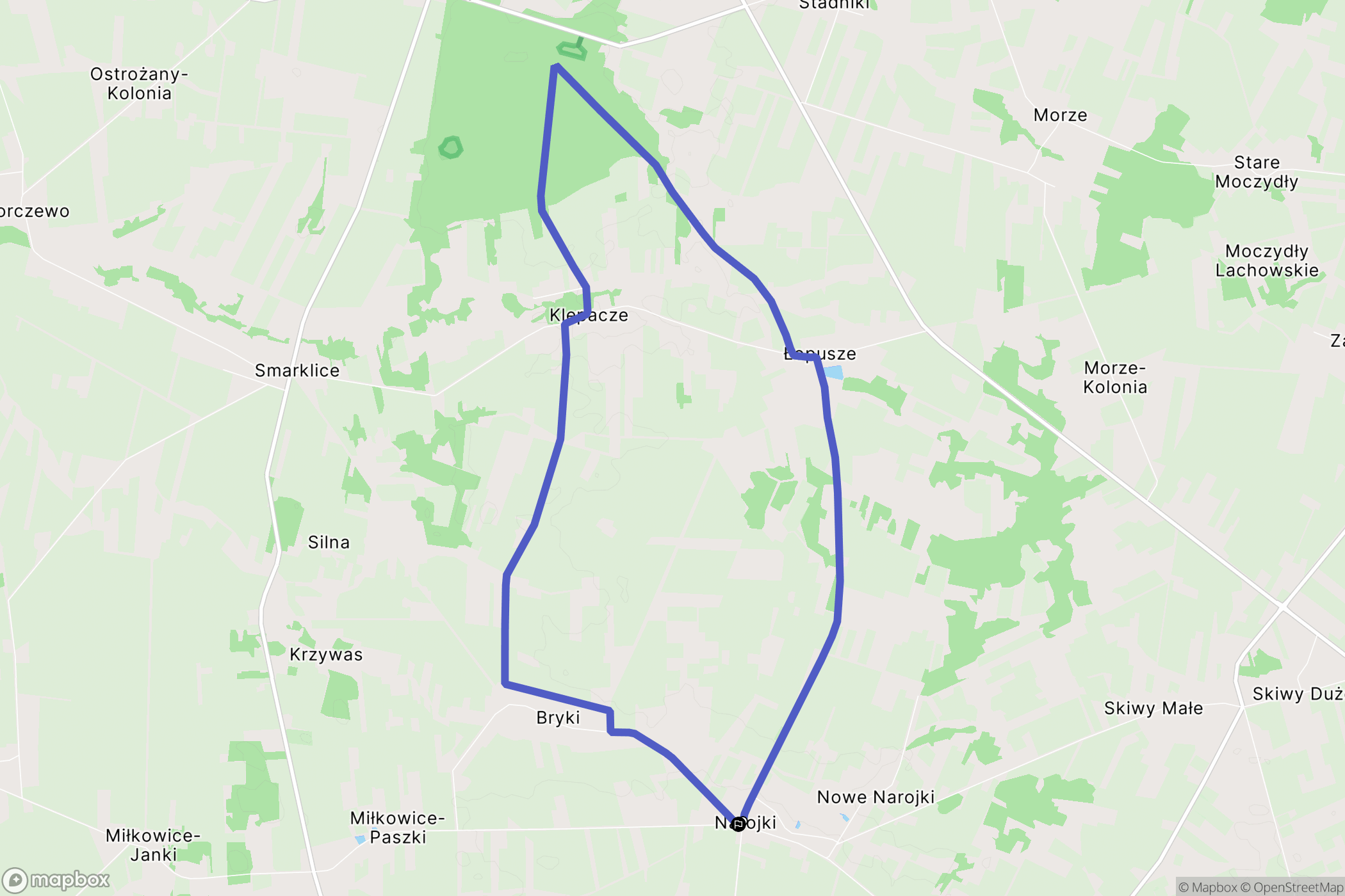 Narojki: mapa trasy - Poland