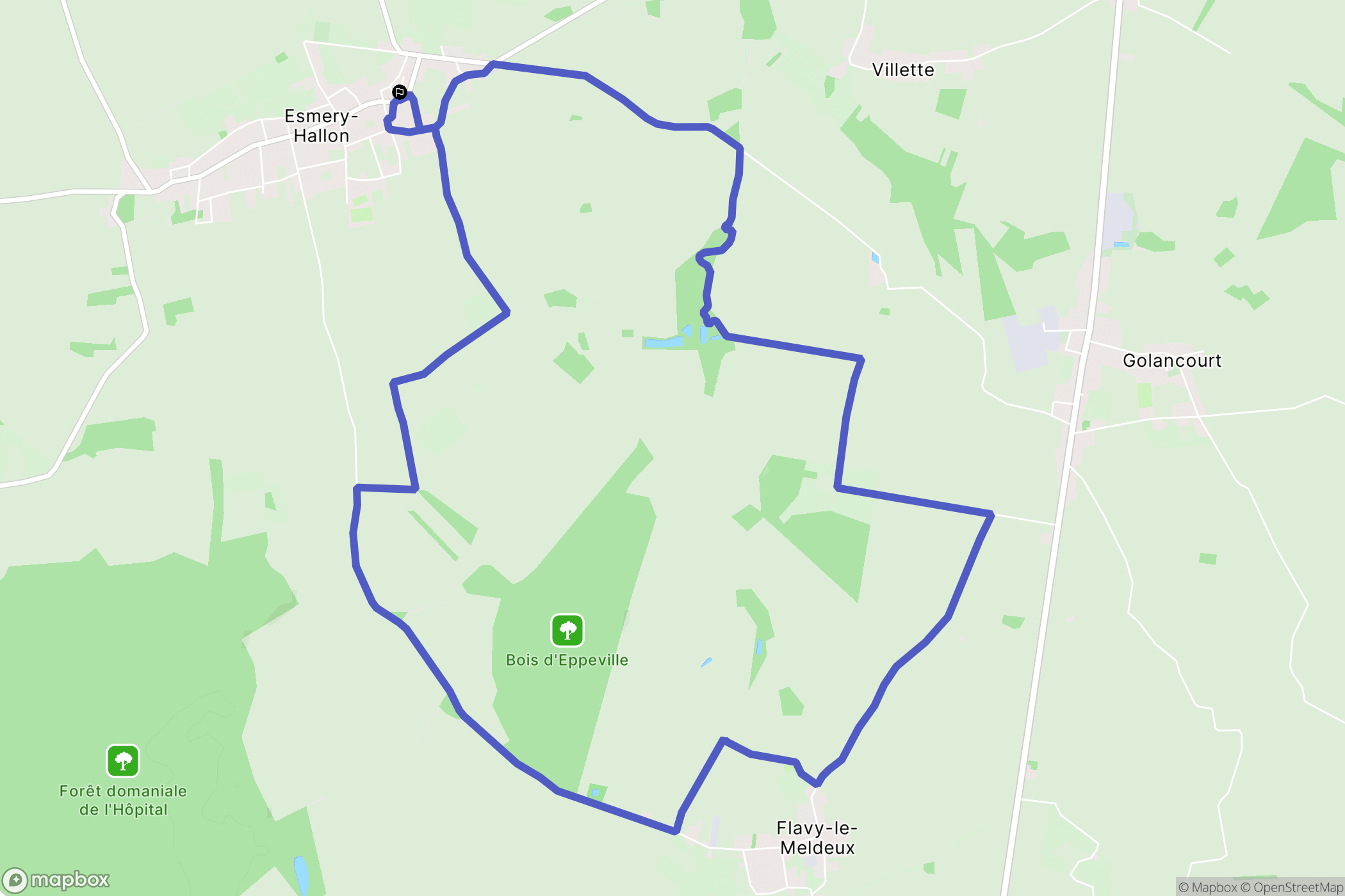 Esmery-Hallon : carte du parcours de randonnée - France