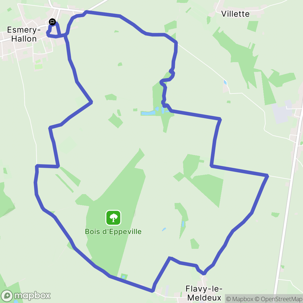 Esmery-Hallon : carte du parcours de randonnée - France