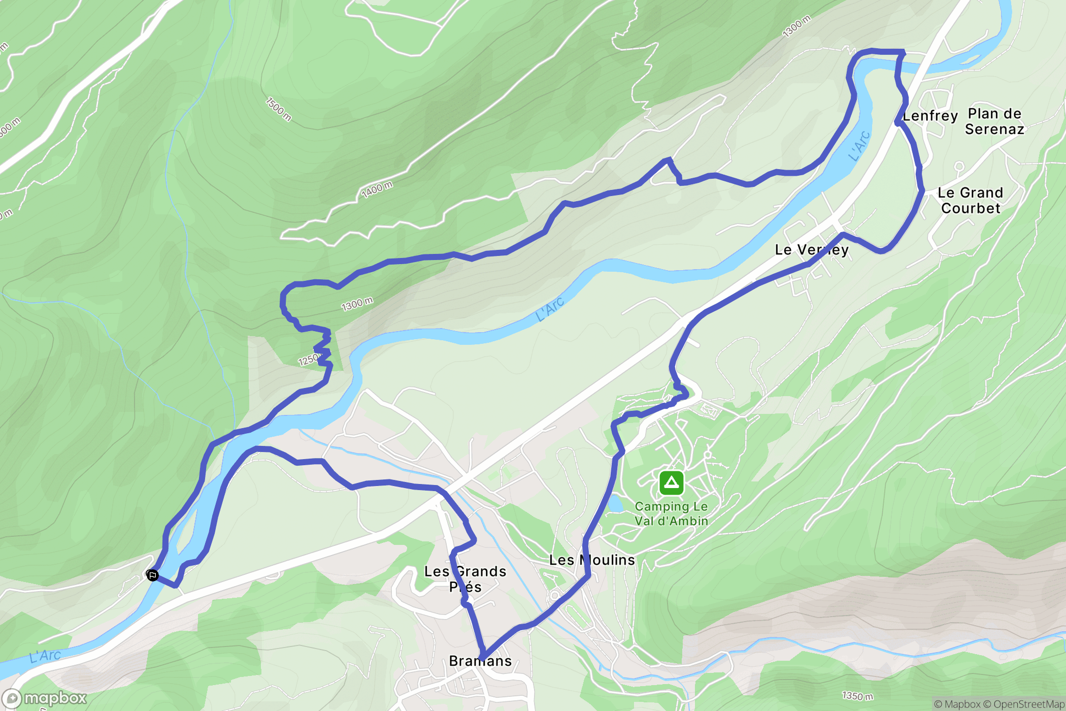 Val-Cenis : carte du parcours de randonnée - France