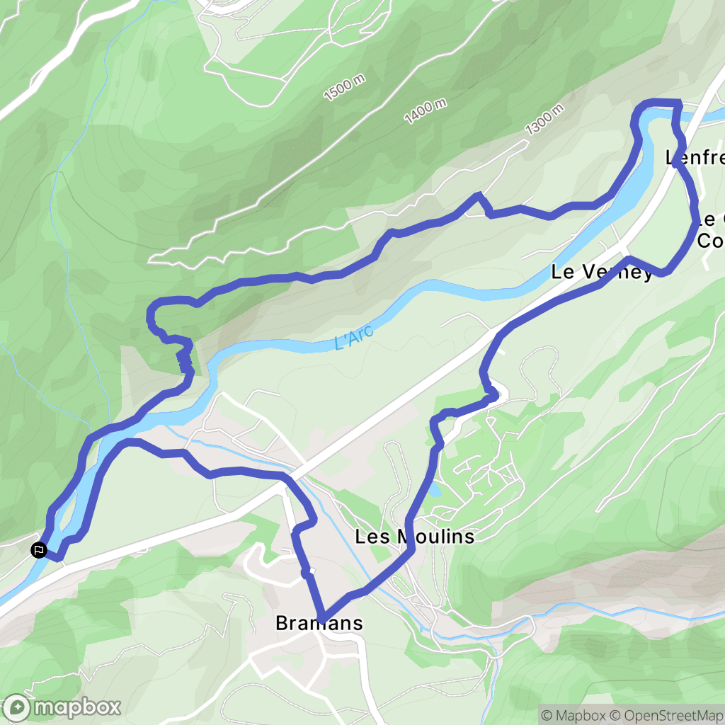 Val-Cenis : carte du parcours de randonnée - France