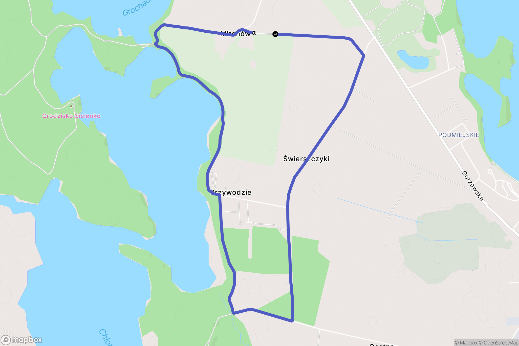 Mironów: mapa trasy - Poland