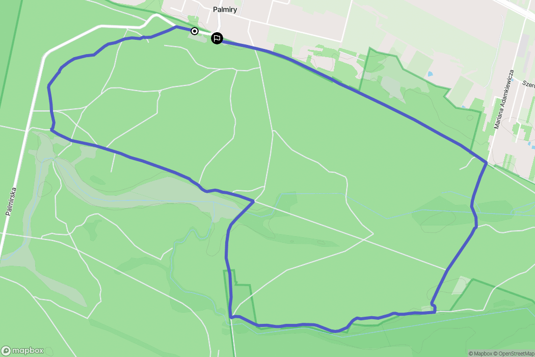 Palmiry: mapa trasy - Poland