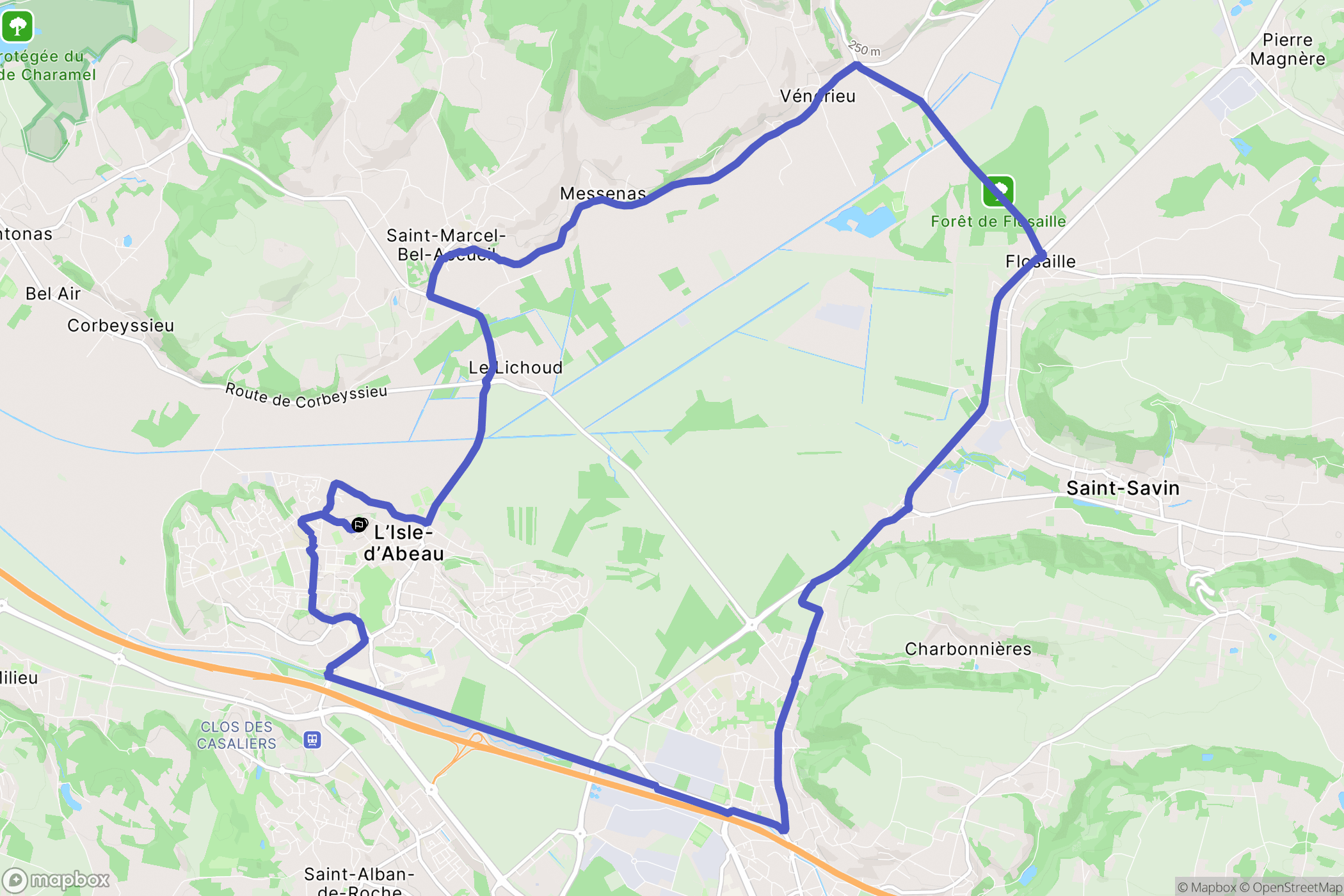 L'Isle-d'Abeau : carte du parcours de randonnée - France