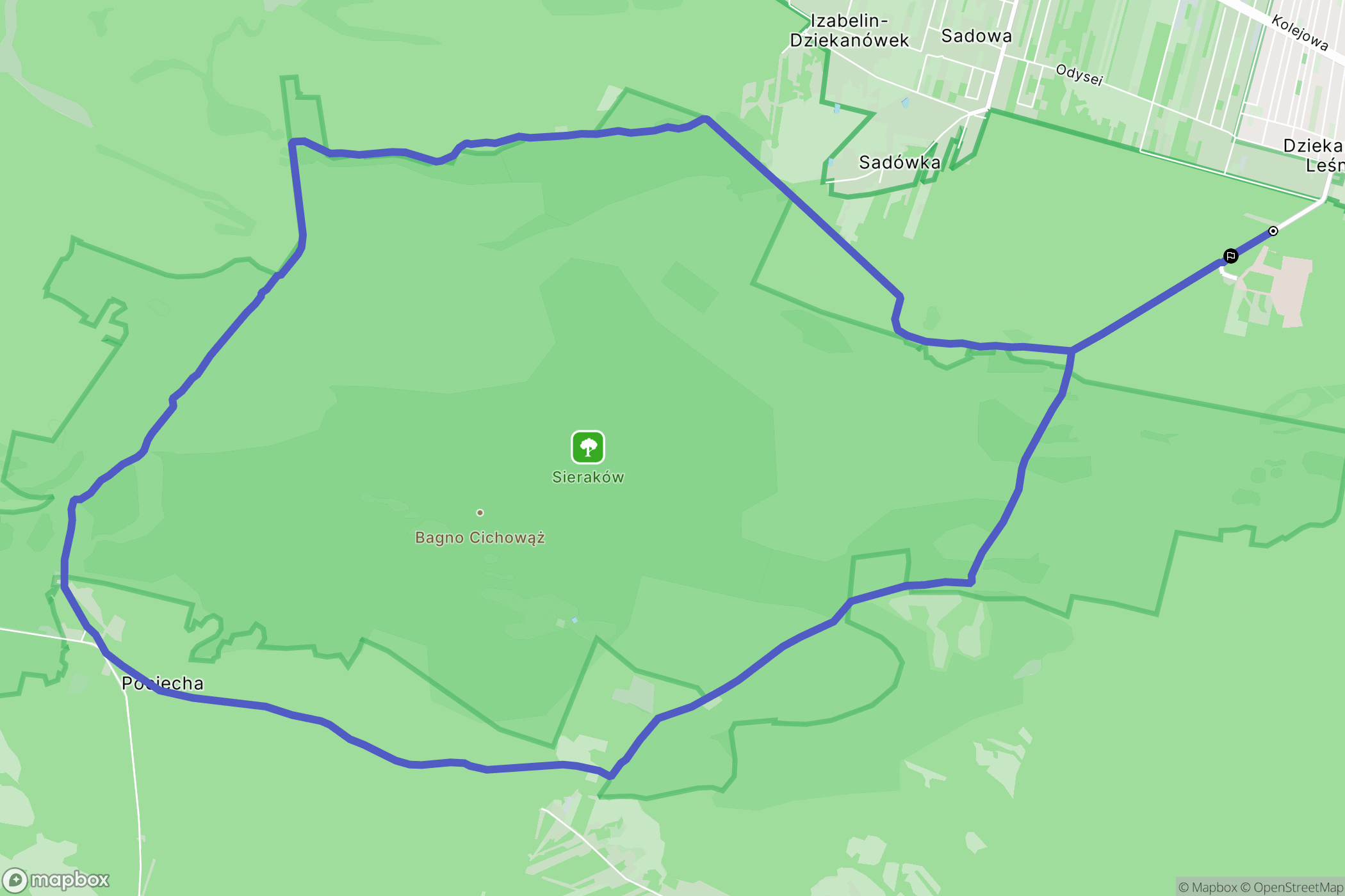 Dziekanów Leśny: mapa trasy - Poland