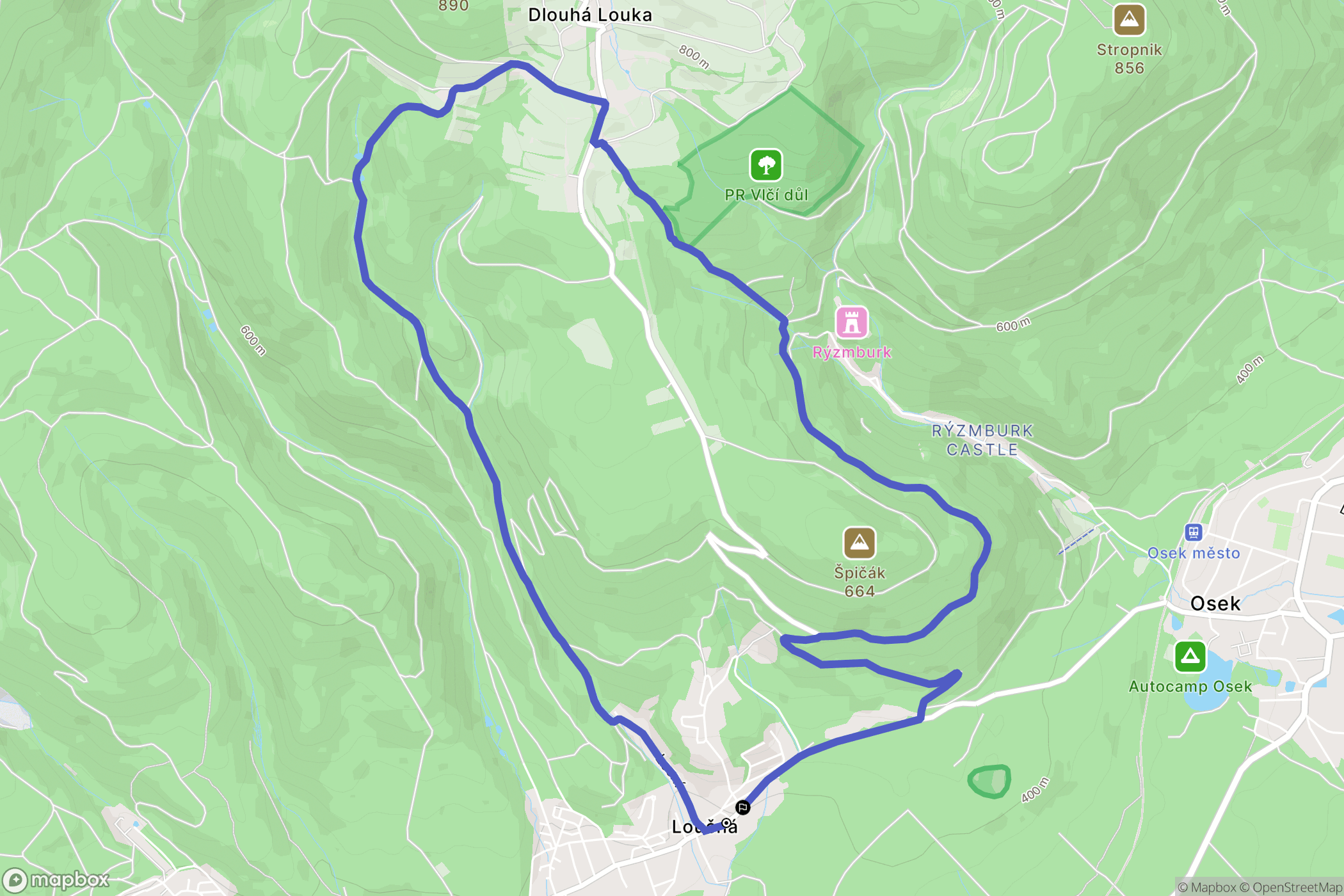 Loucna: mapa trasy - Czechia