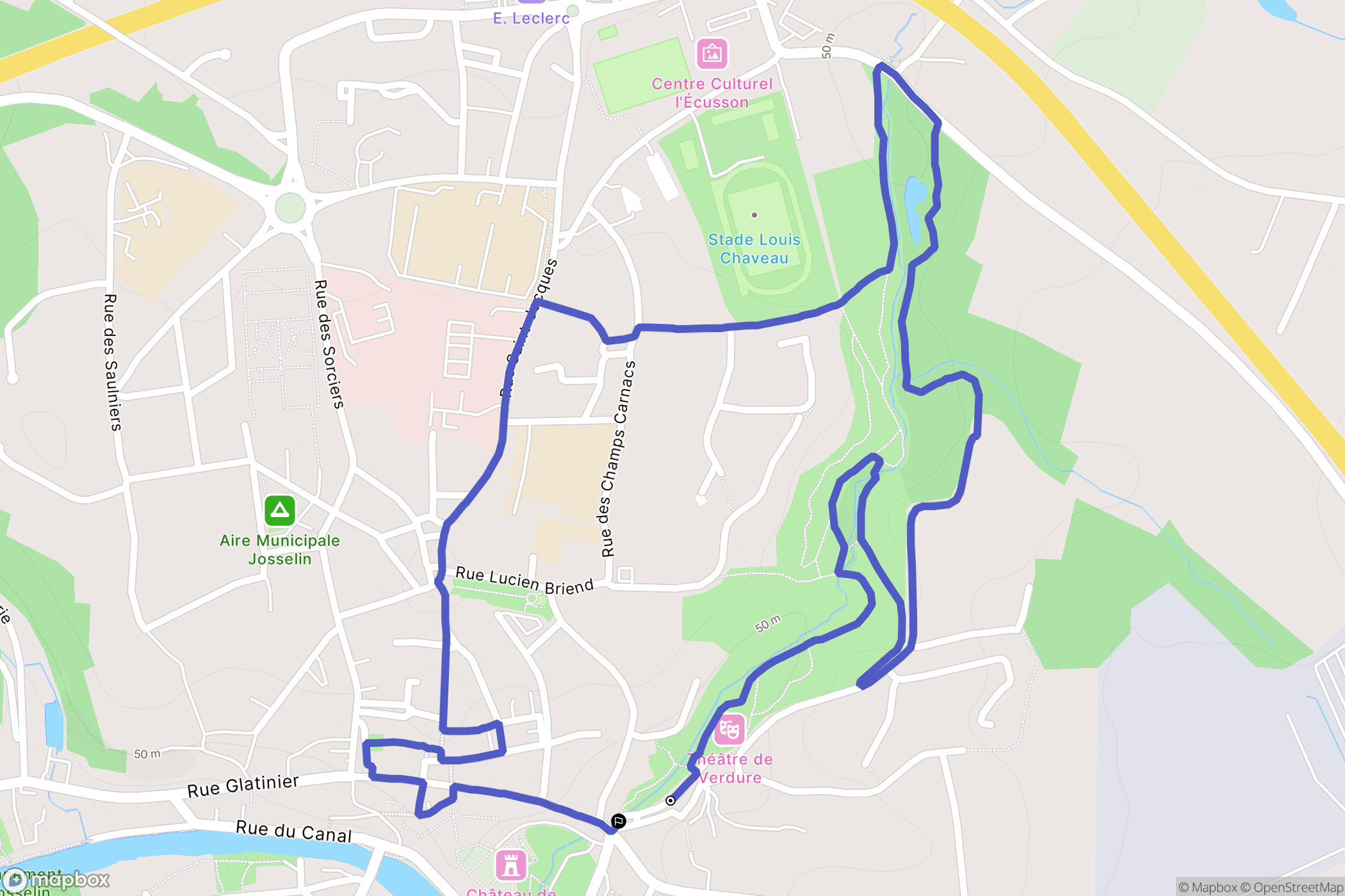 Josselin : carte du parcours de randonnée - France