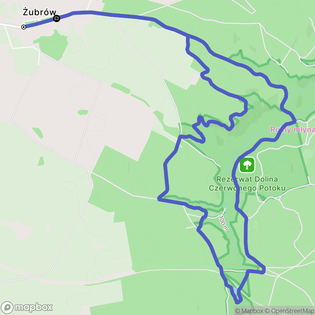 Żubrów: mapa trasy - Poland