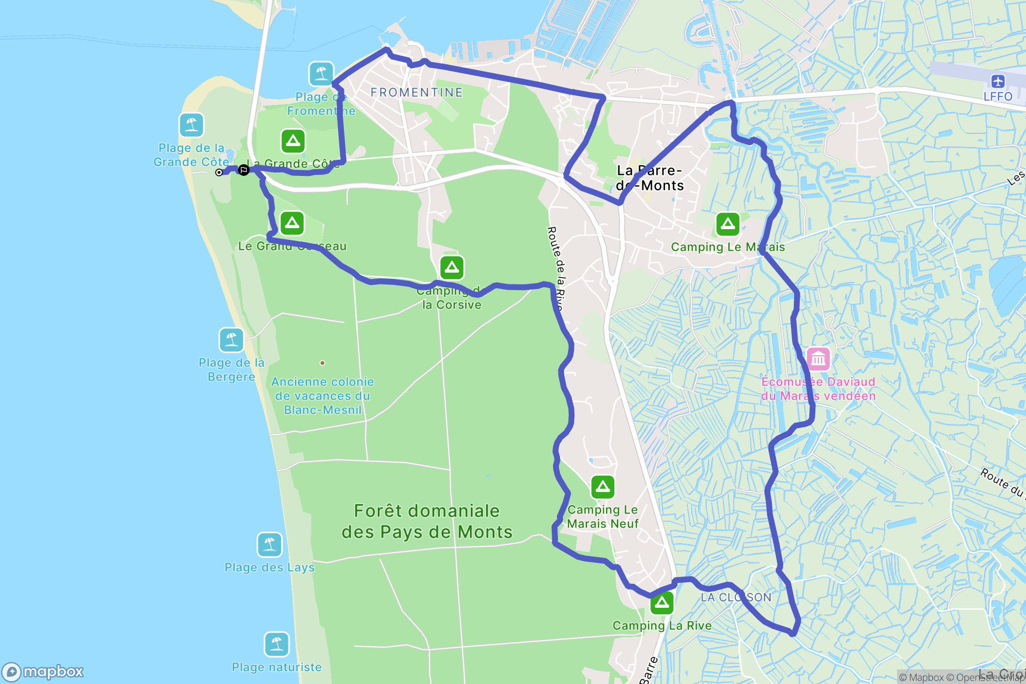 La Barre-de-Monts : carte du parcours de randonnée - France