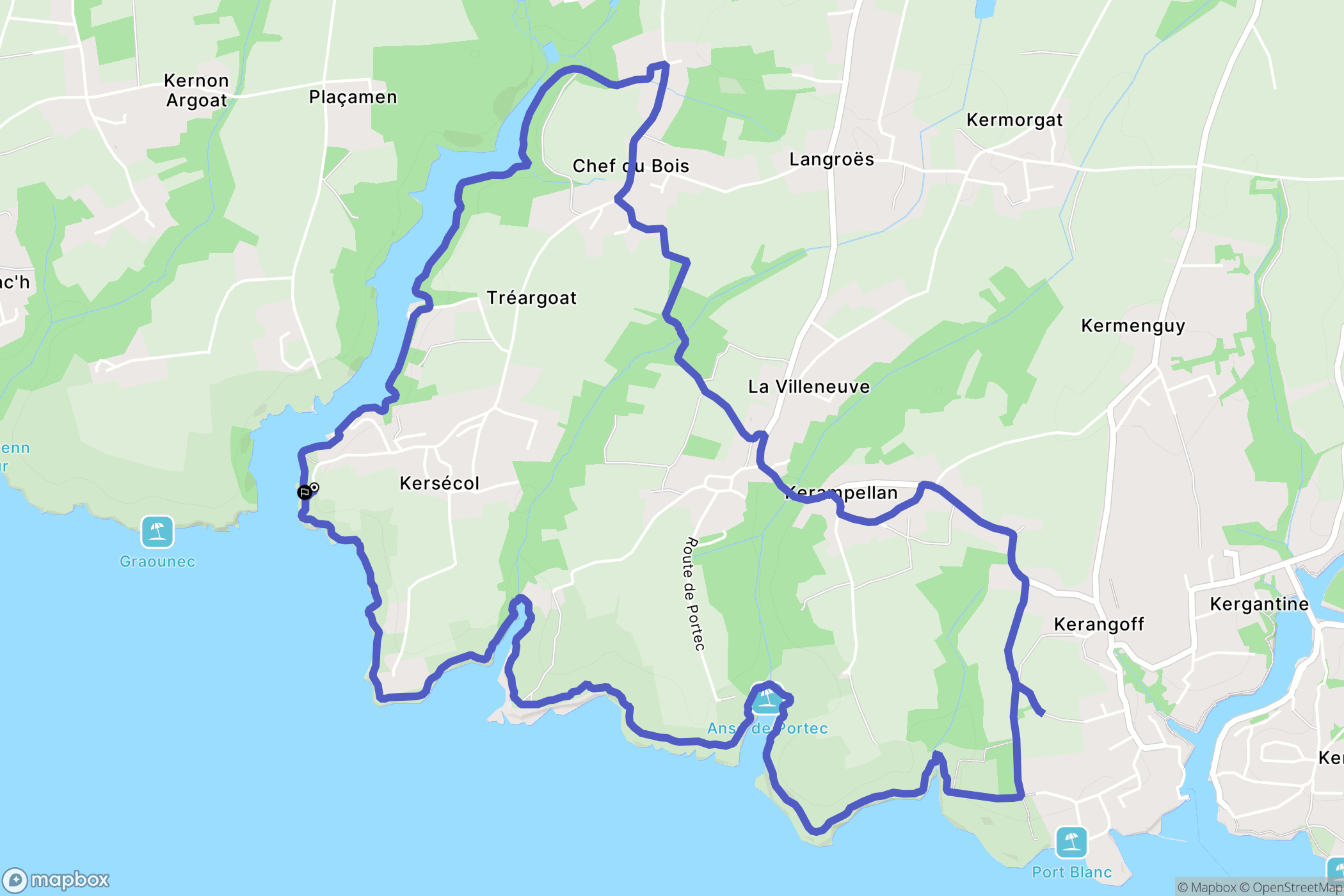 Moëlan-sur-Mer : carte du parcours de randonnée - France