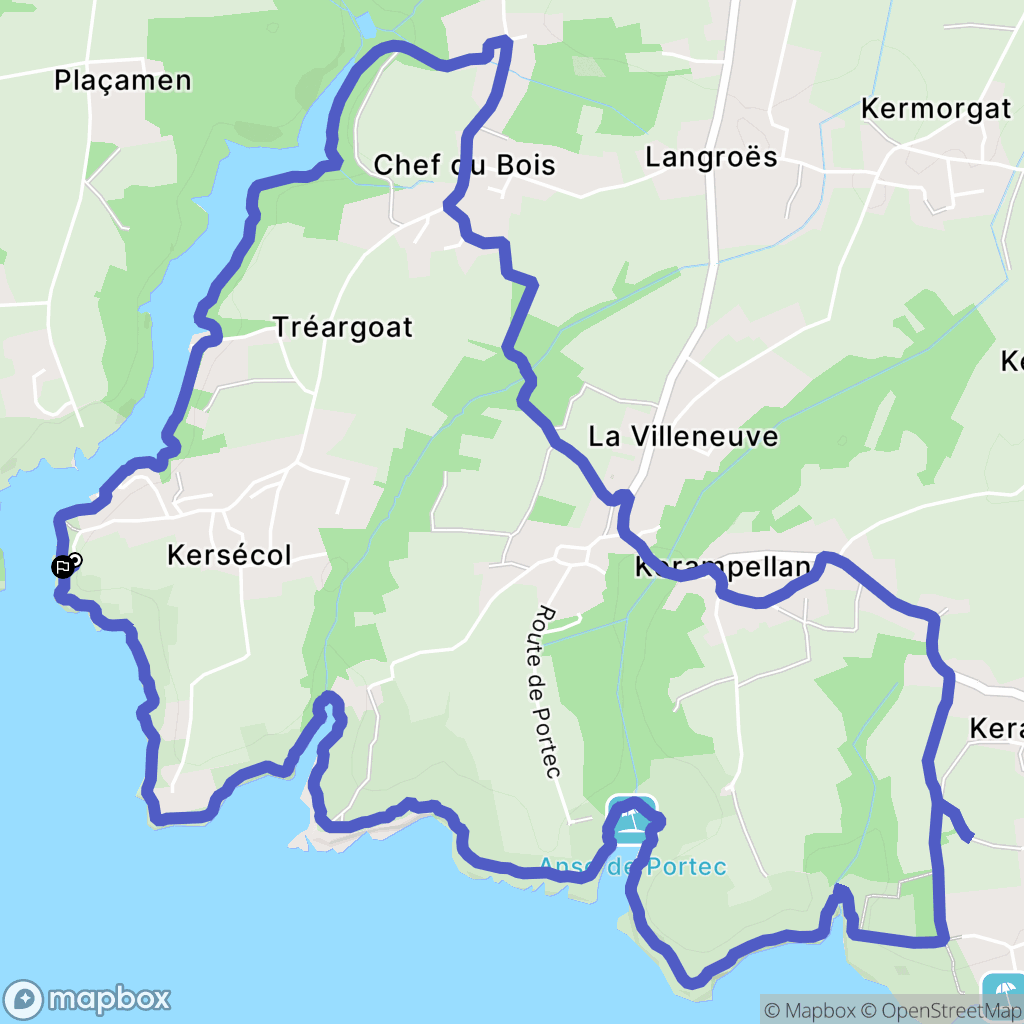 Moëlan-sur-Mer : carte du parcours de randonnée - France