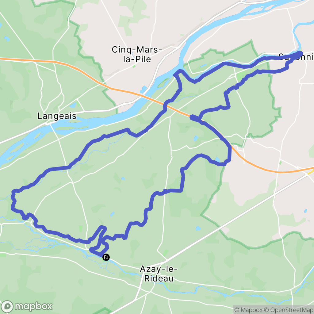 Azay-le-Rideau : carte du parcours de randonnée - France