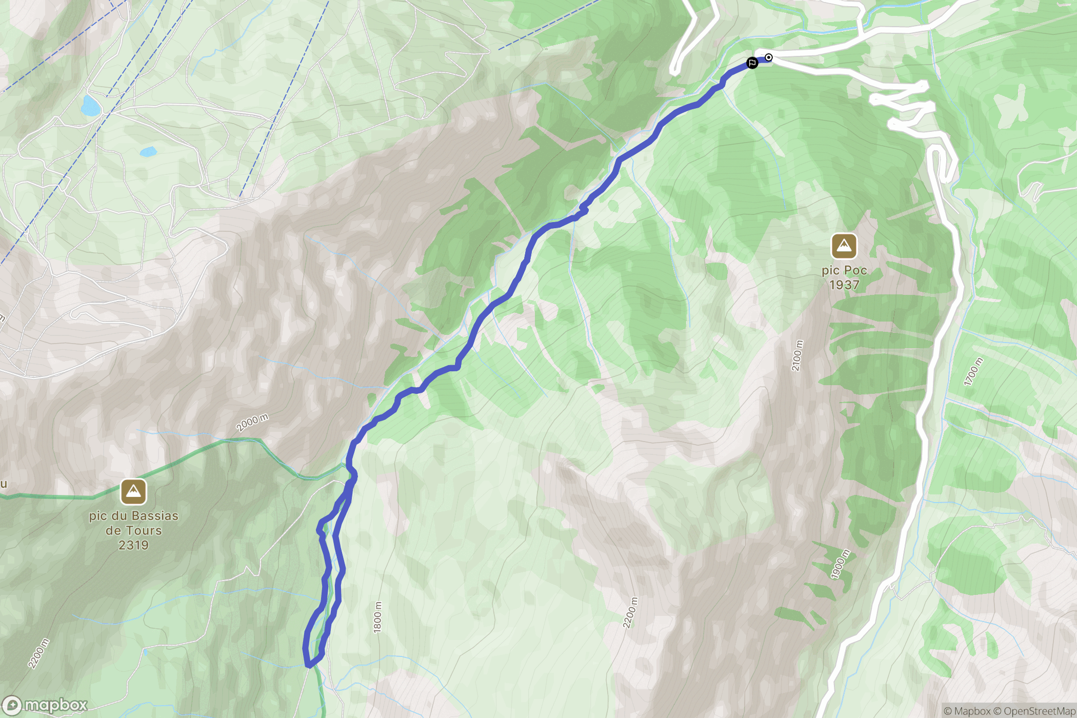 Aragnouet : carte du parcours de randonnée - France