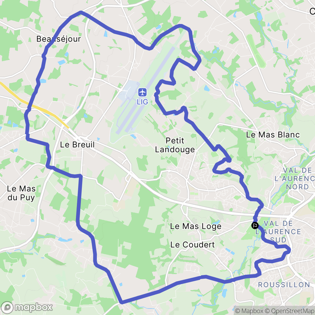 Limoges : carte du parcours de randonnée - France