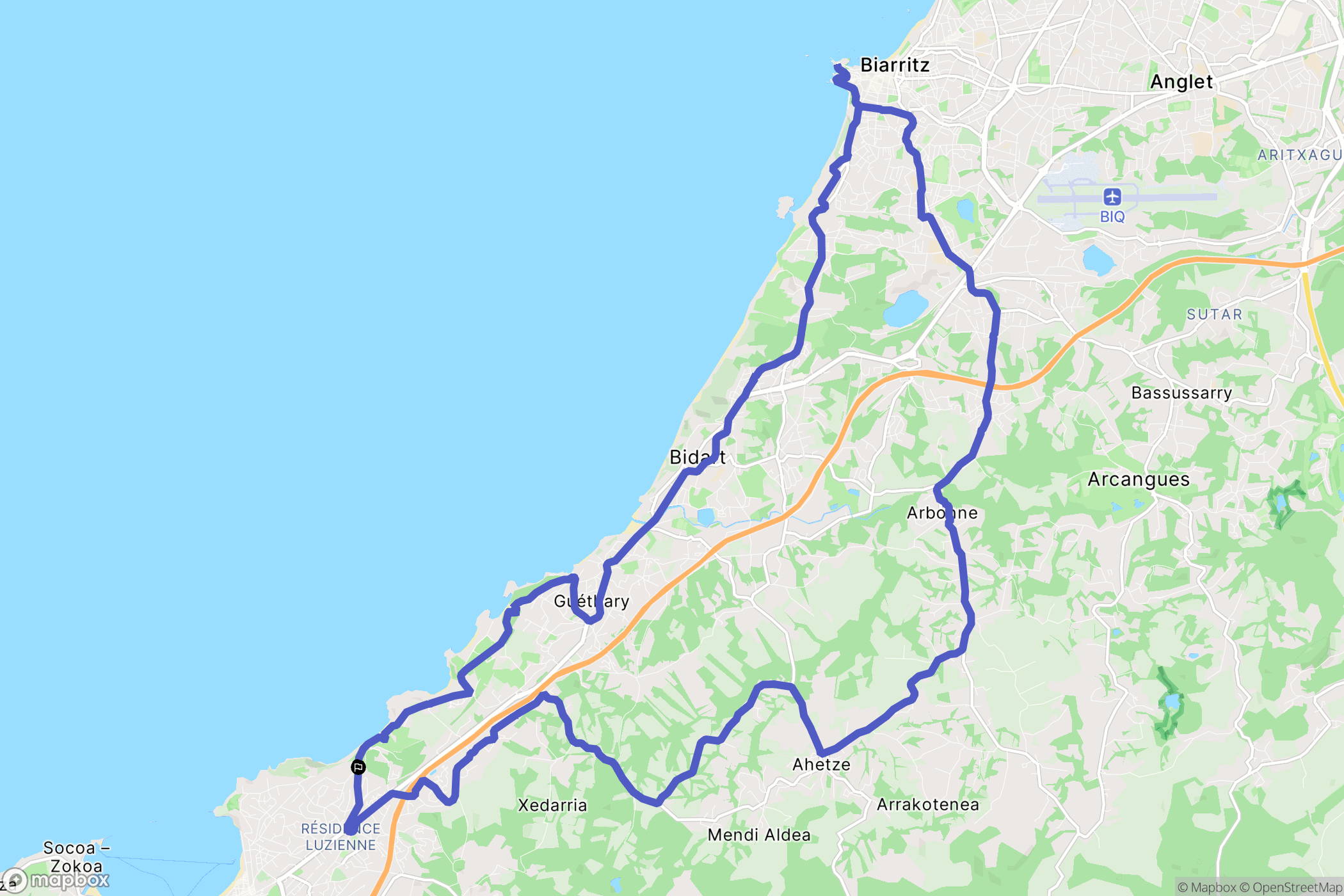 Saint-Jean-de-Luz : carte du parcours de randonnée - France