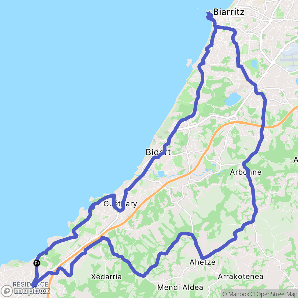 Saint-Jean-de-Luz : carte du parcours de randonnée - France