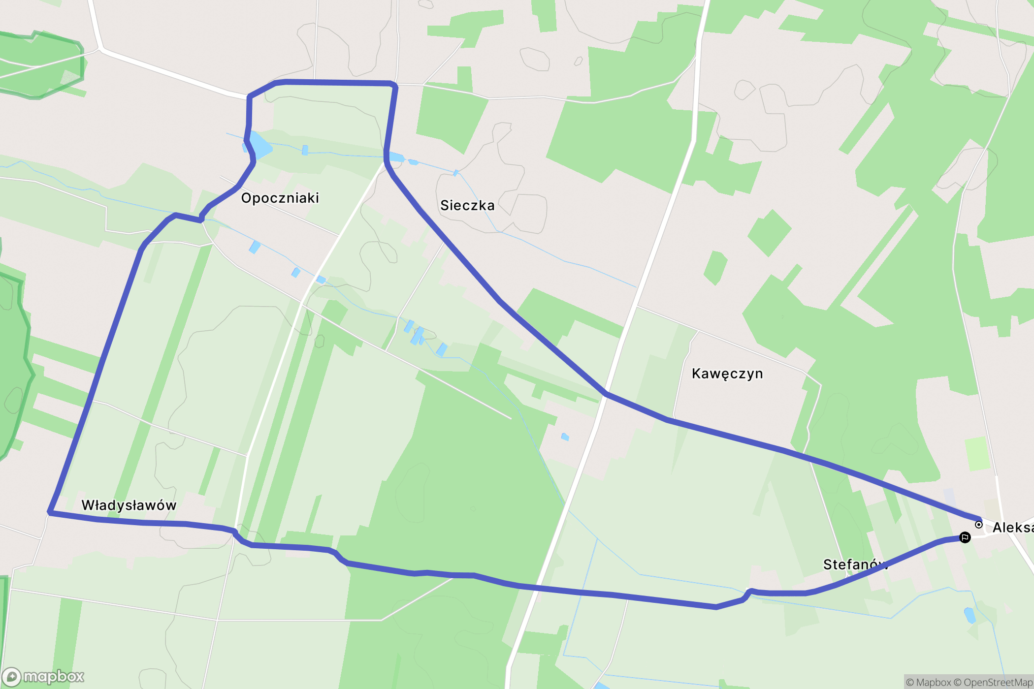 Aleksandrów: mapa trasy - Poland