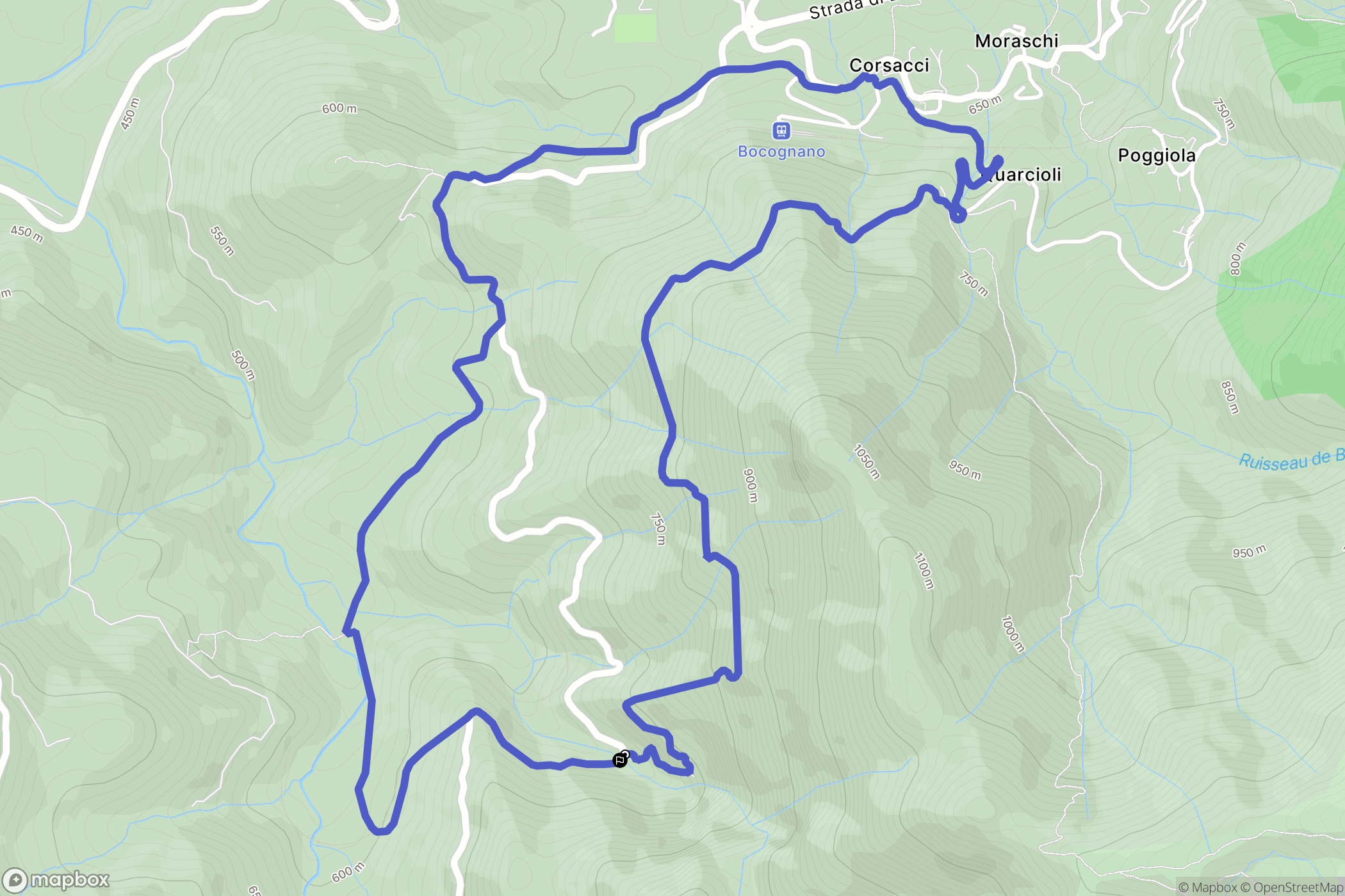 Bocognano : carte du parcours de randonnée - France