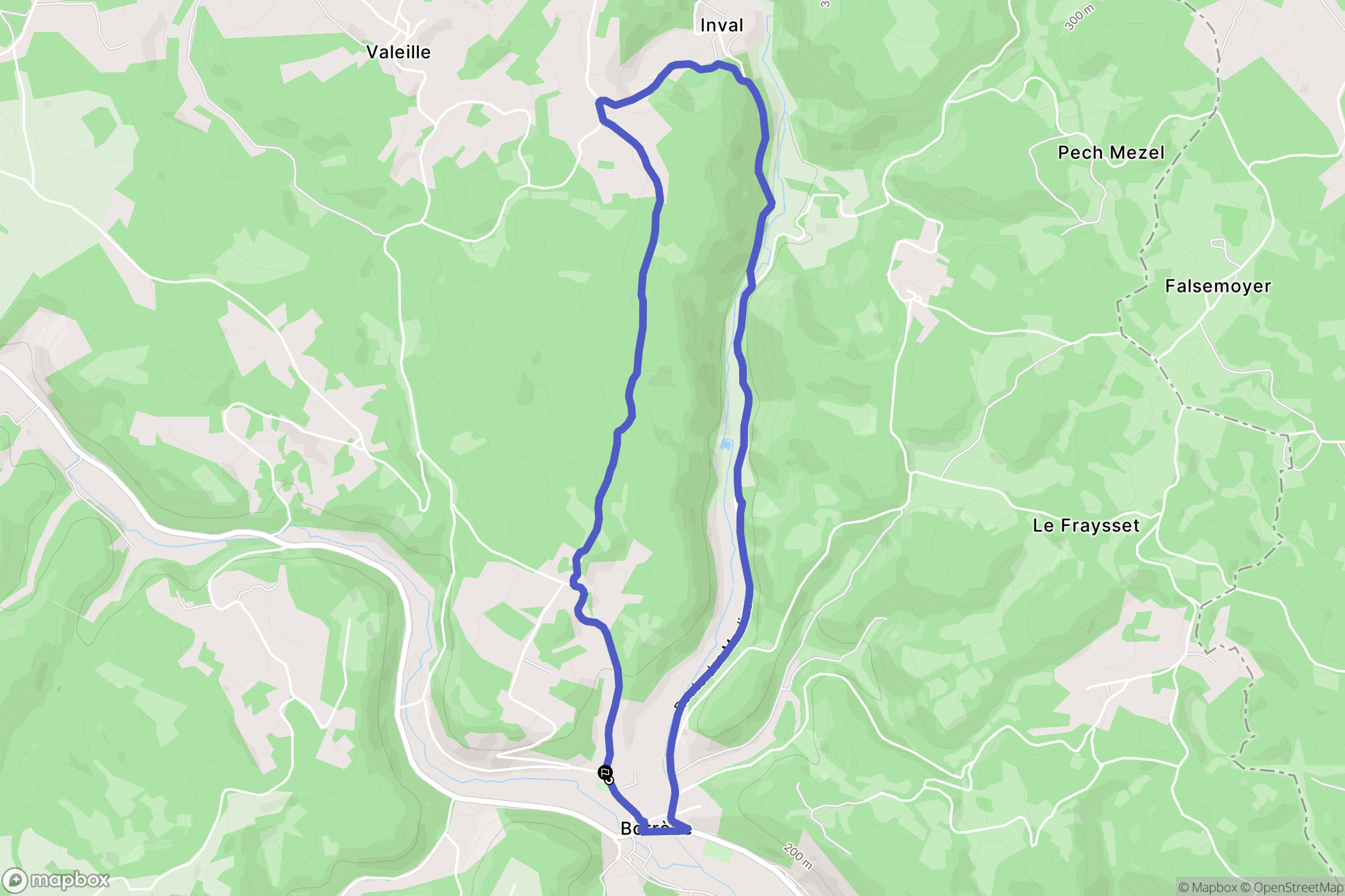 Borrèze : carte du parcours de randonnée - France