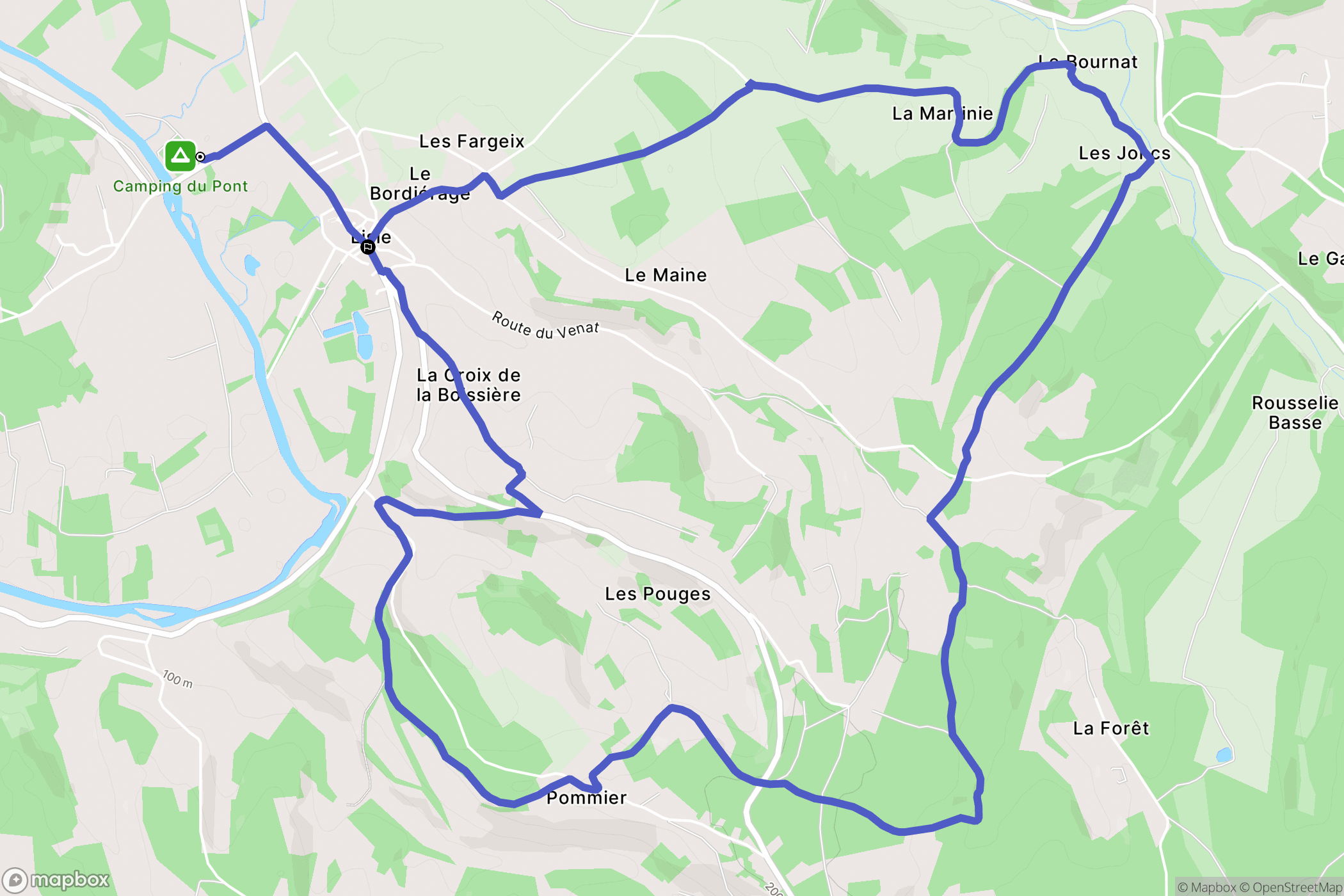Lisle : carte du parcours de randonnée - France