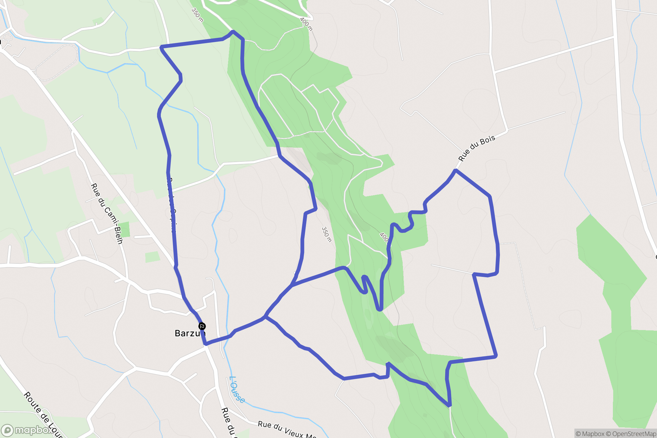 Barzun : carte du parcours de randonnée - France