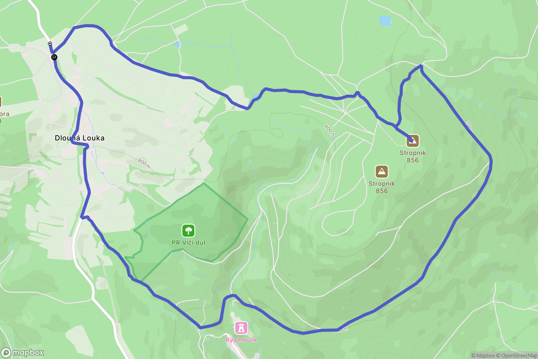 Osek: mapa trasy - Czechia