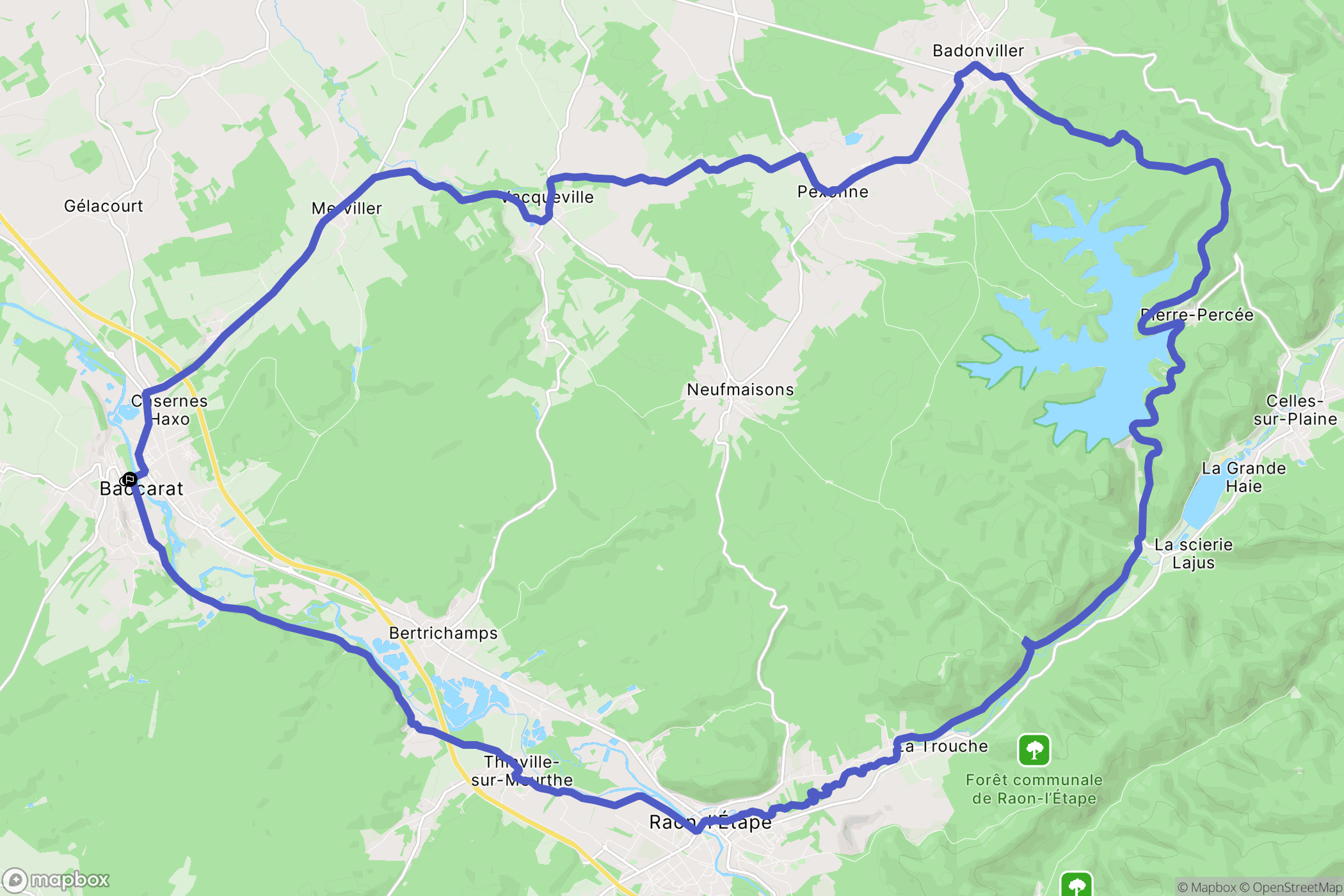 Baccarat : carte du parcours de randonnée - France