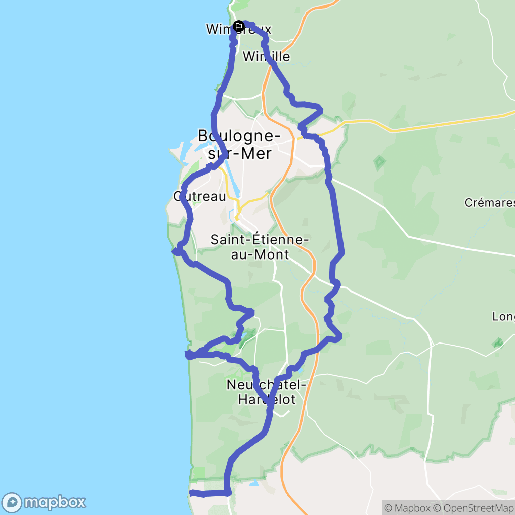 Wimereux : carte du parcours de randonnée - France