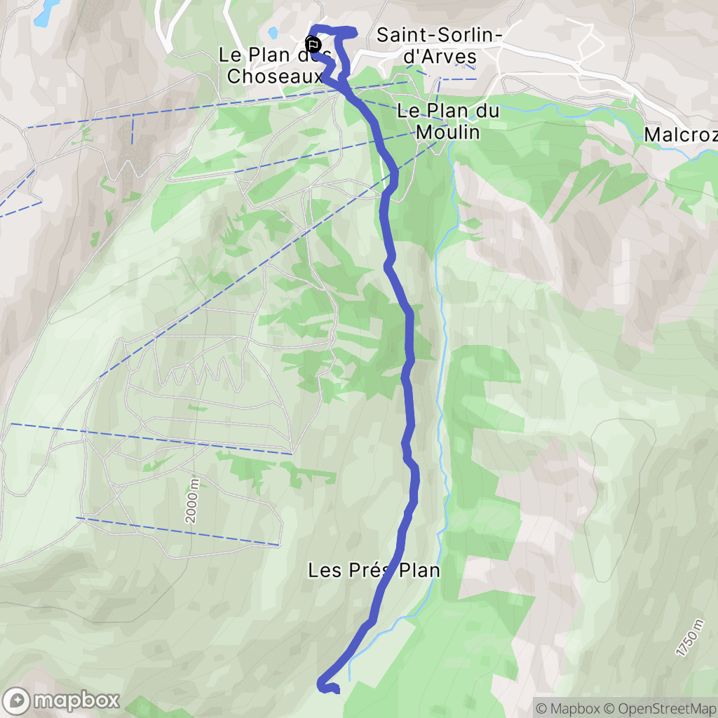 Saint-Sorlin-d'Arves : carte du parcours de randonnée - France
