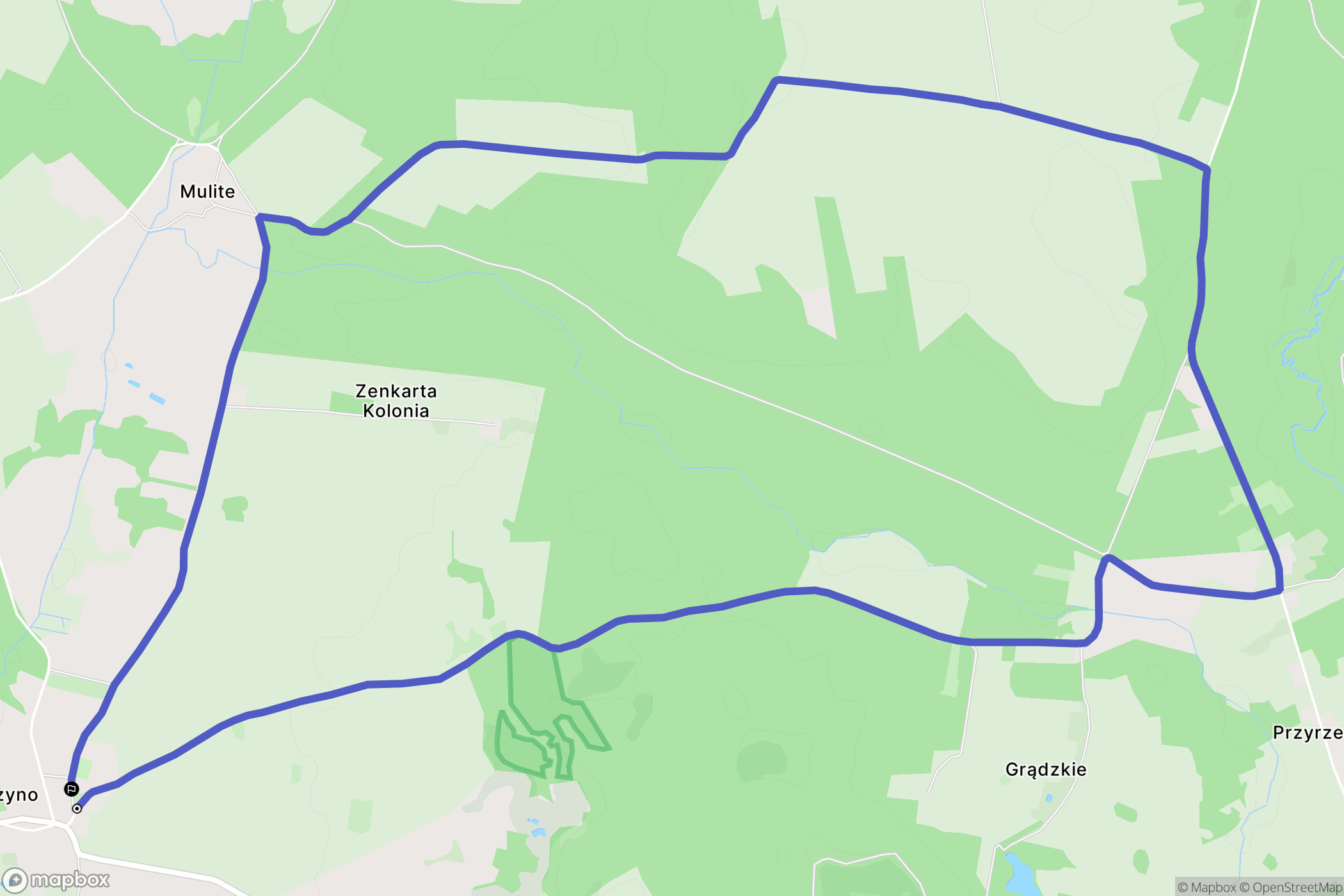 Rzepczyno i Mulite: mapa trasy - Poland