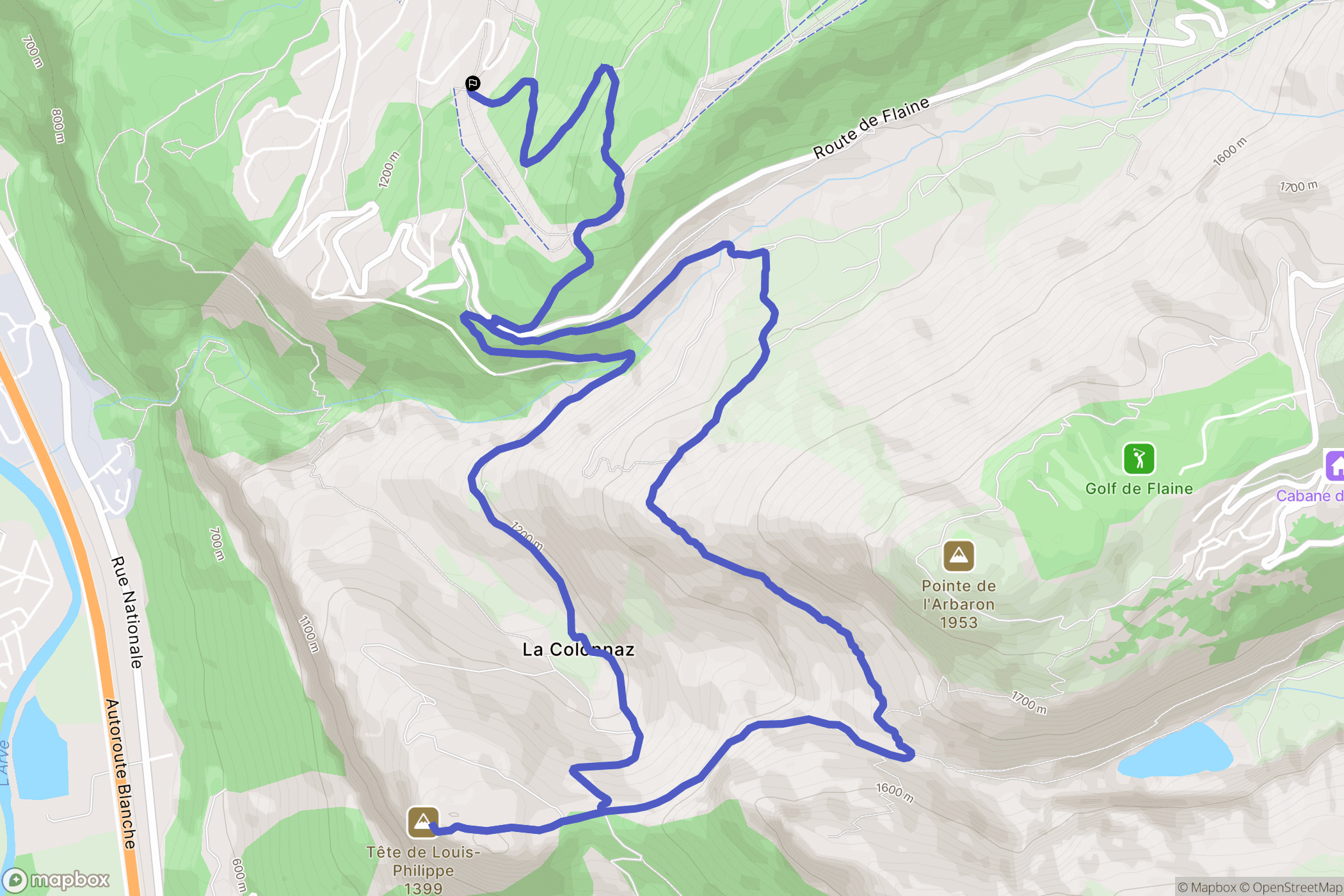 Arâches-la-Frasse : carte du parcours de randonnée - France