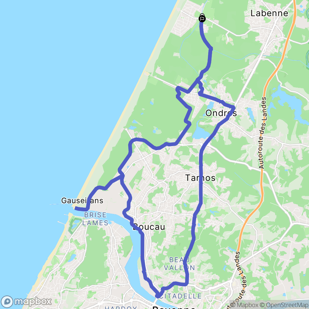 Labenne : carte du parcours de randonnée - France