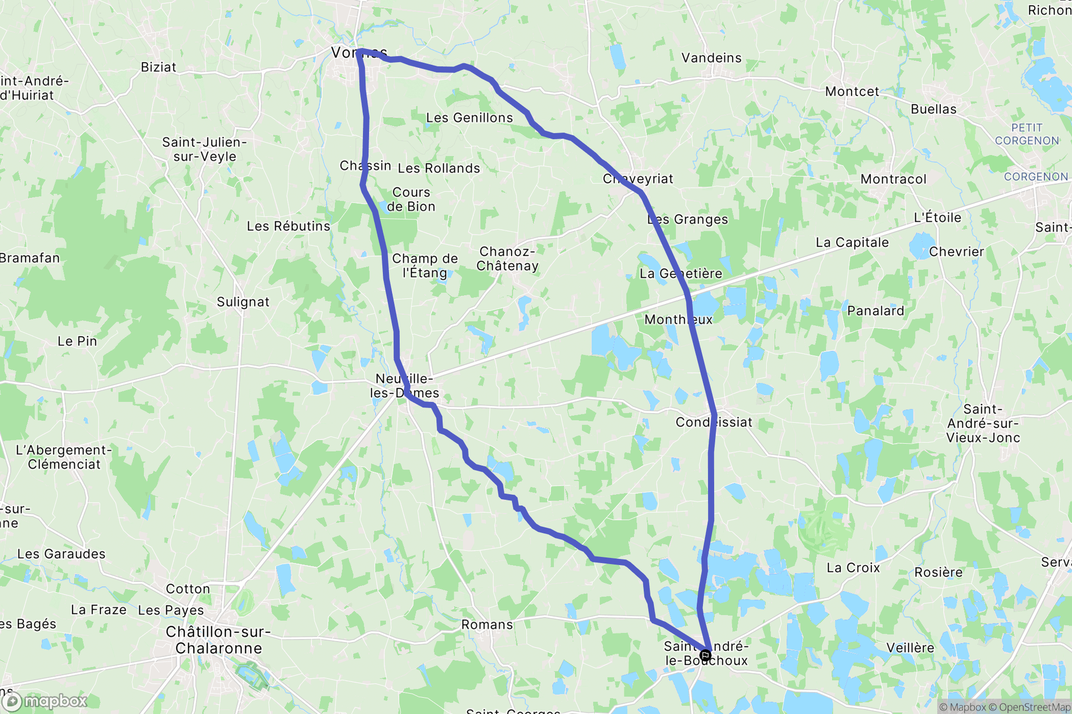Saint-André-le-Bouchoux : carte du parcours de randonnée - France