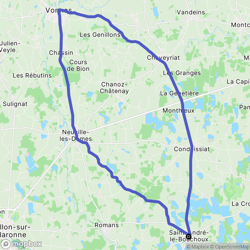 Saint-André-le-Bouchoux : carte du parcours de randonnée - France