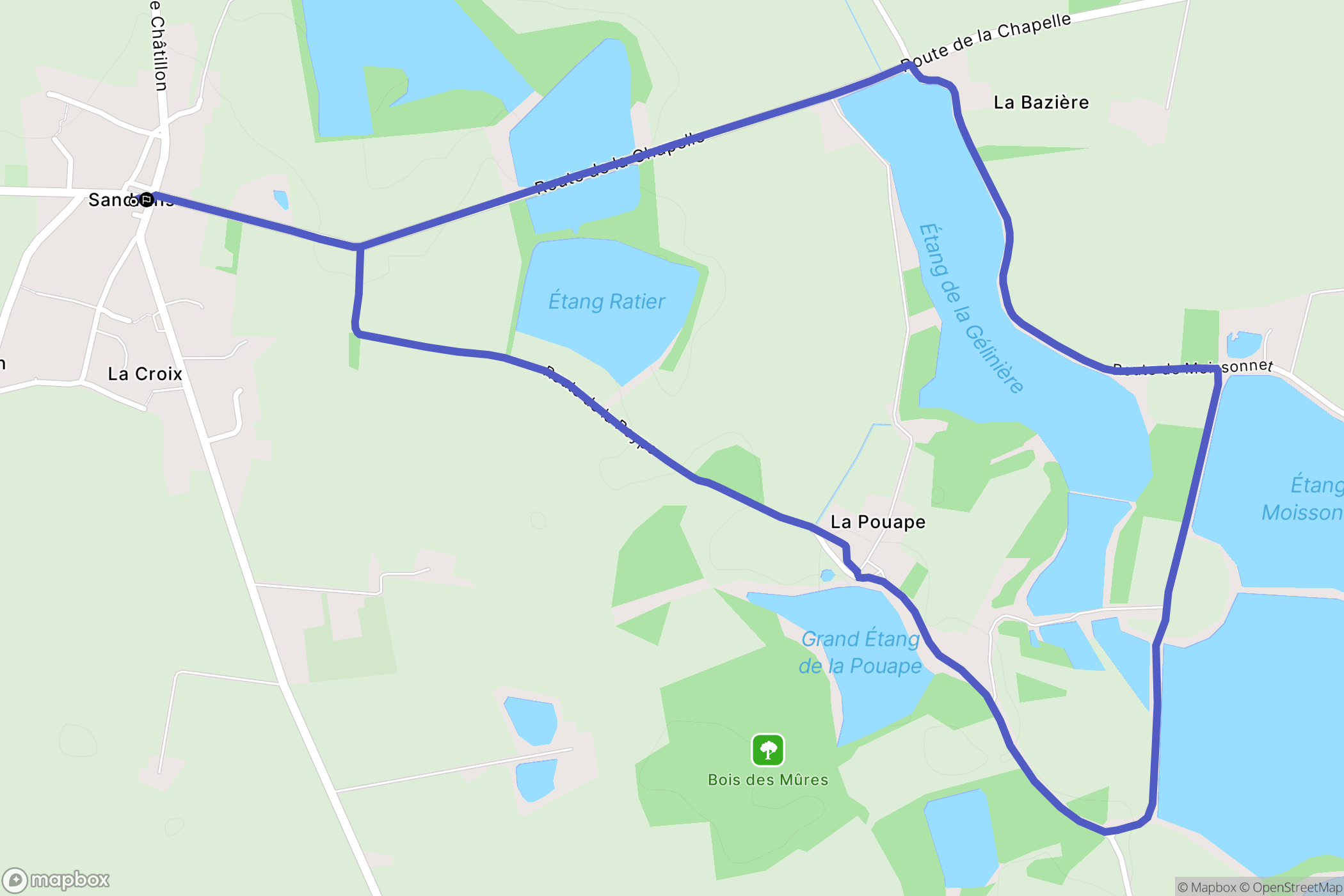 Sandrans : carte du parcours de randonnée - France