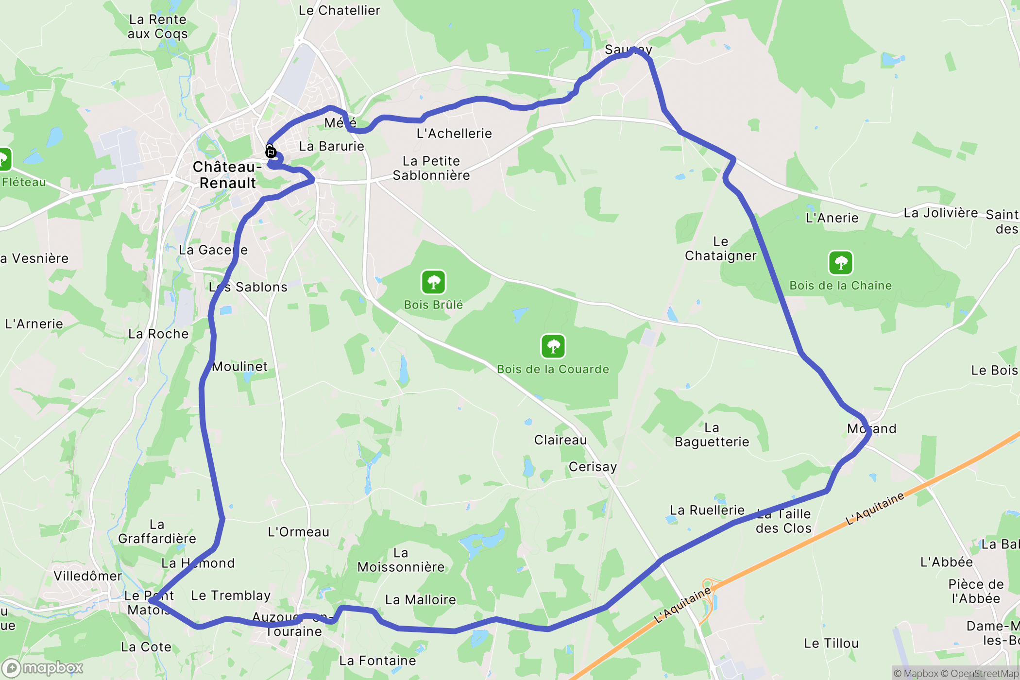 Château-Renault : carte du parcours de randonnée - France